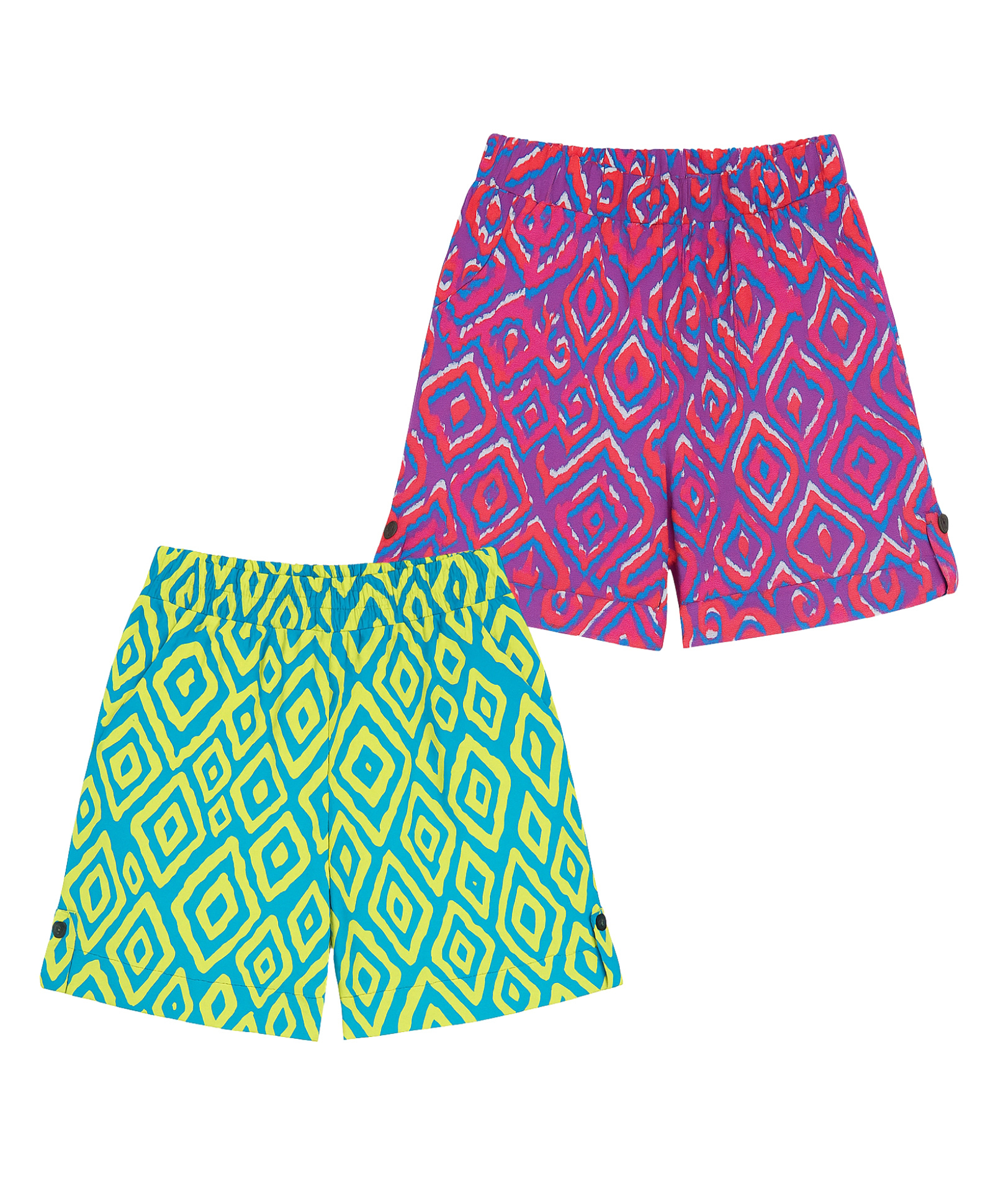Superminis Rayon Woven Pack Of 2 Abstract Printed Shorts - Green & Purple-picture-20