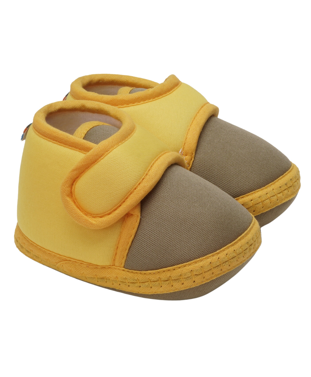 Neska Moda Colour Blocked Velcro Closure Booties - Mehendi Green & Yellow-picture-12