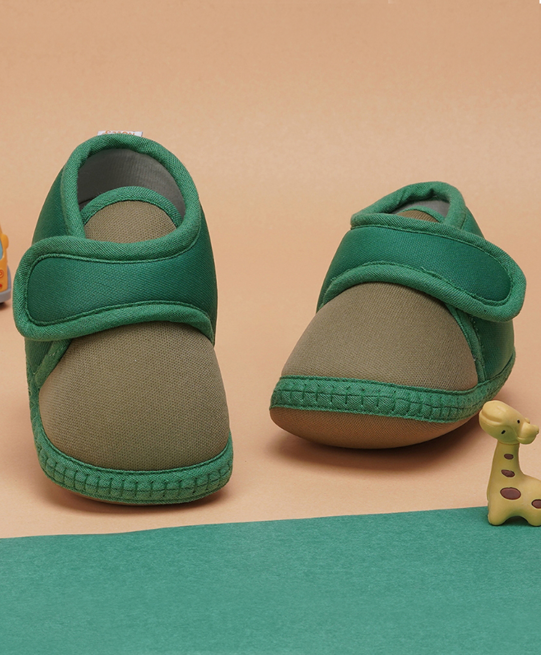 Neska Moda Colour Blocked Velcro Closure Booties - Green-image-48