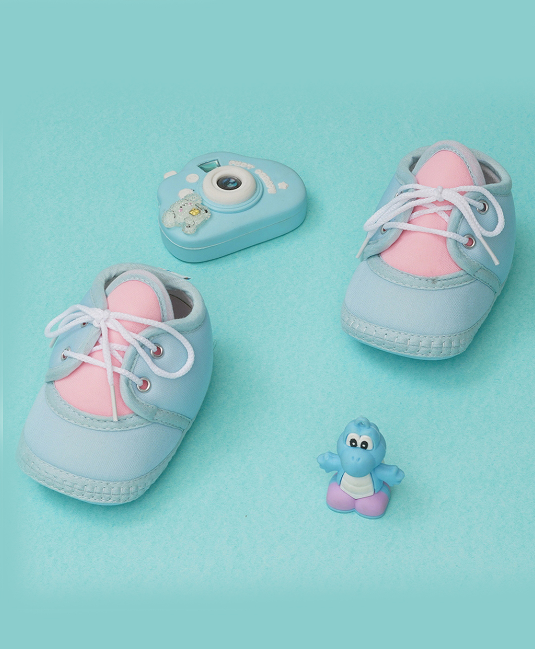 Neska Moda Colour Blocked Lace Up Booties - Light Blue & Pink-image-40