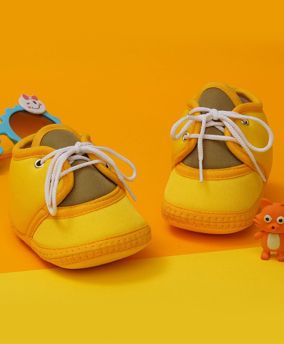 Neska Moda Colour Blocked Lace Up Booties - Yellow & Mehendi-image-48