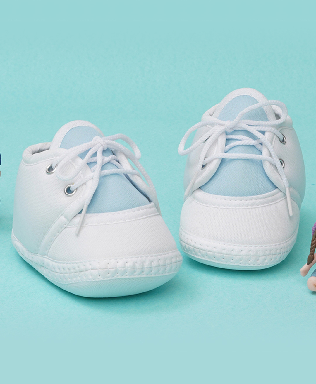 Neska Moda Colour Blocked Lace Up Booties - White & Blue-picture-14