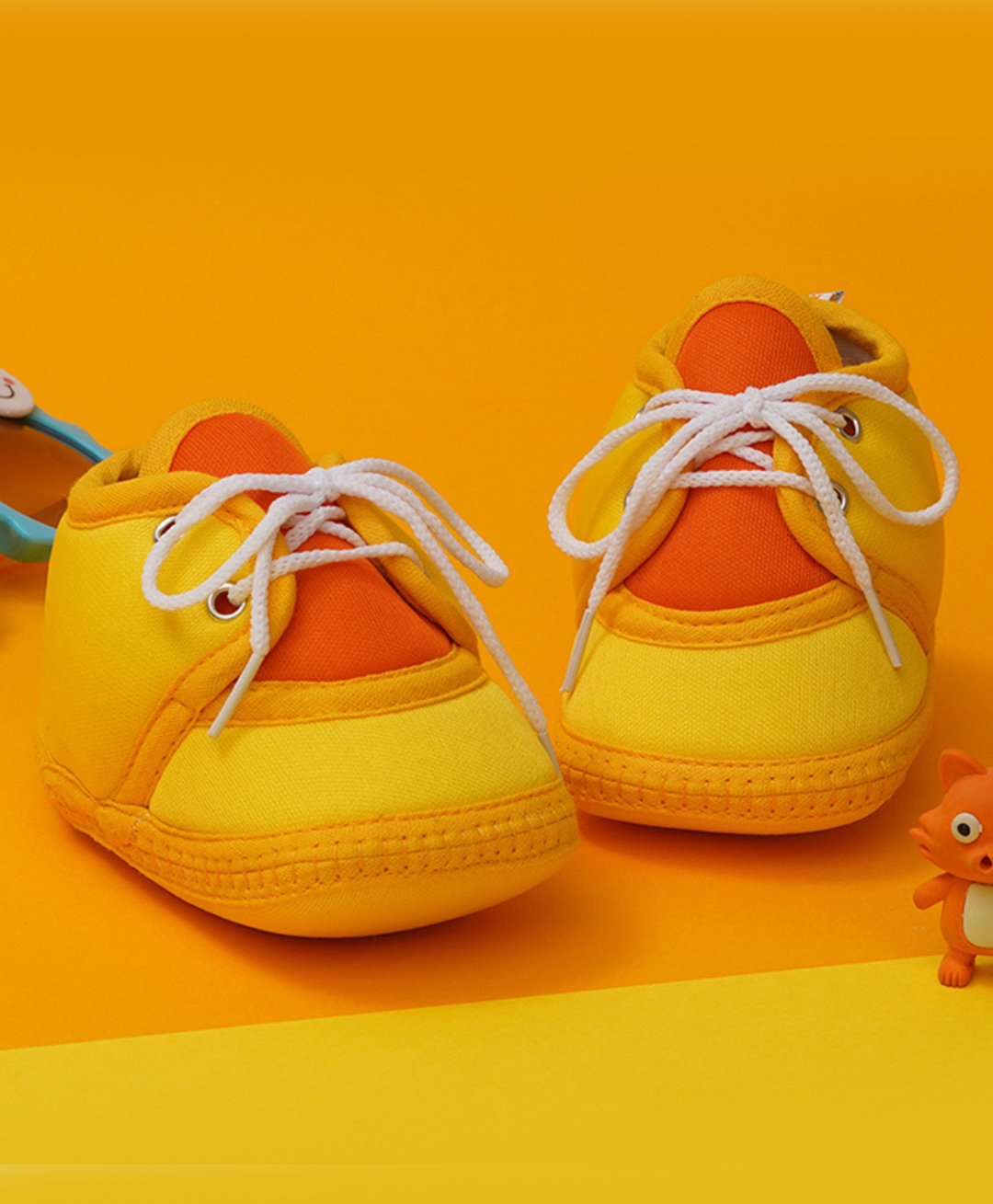 Neska Moda Colour Blocked Lace Up Booties - Yellow & Orange-image-47