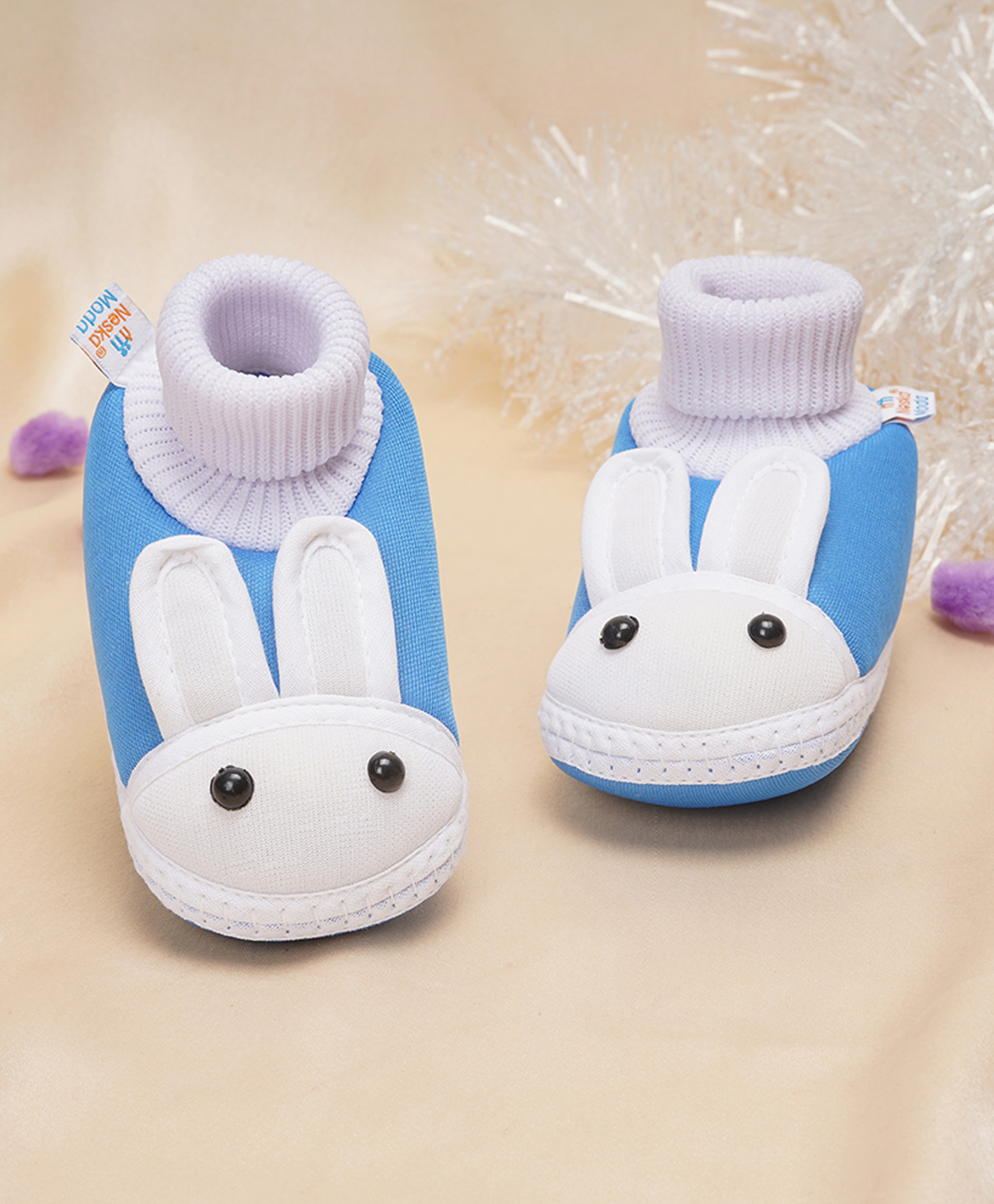 Neska Moda Rabbit Designed Slip On Booties - Light Blue-picture-40
