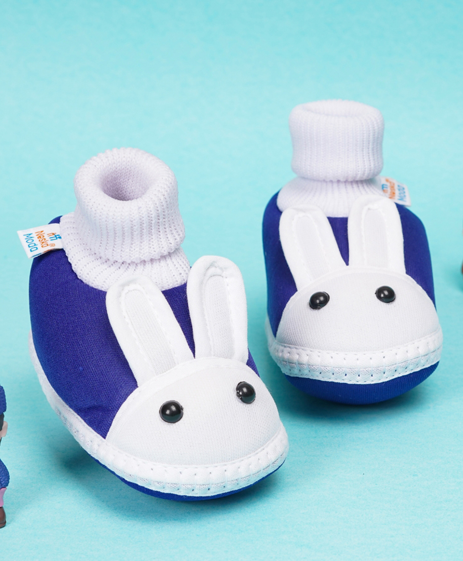 Neska Moda Rabbit Designed Slip On Booties - Blue-picture-15
