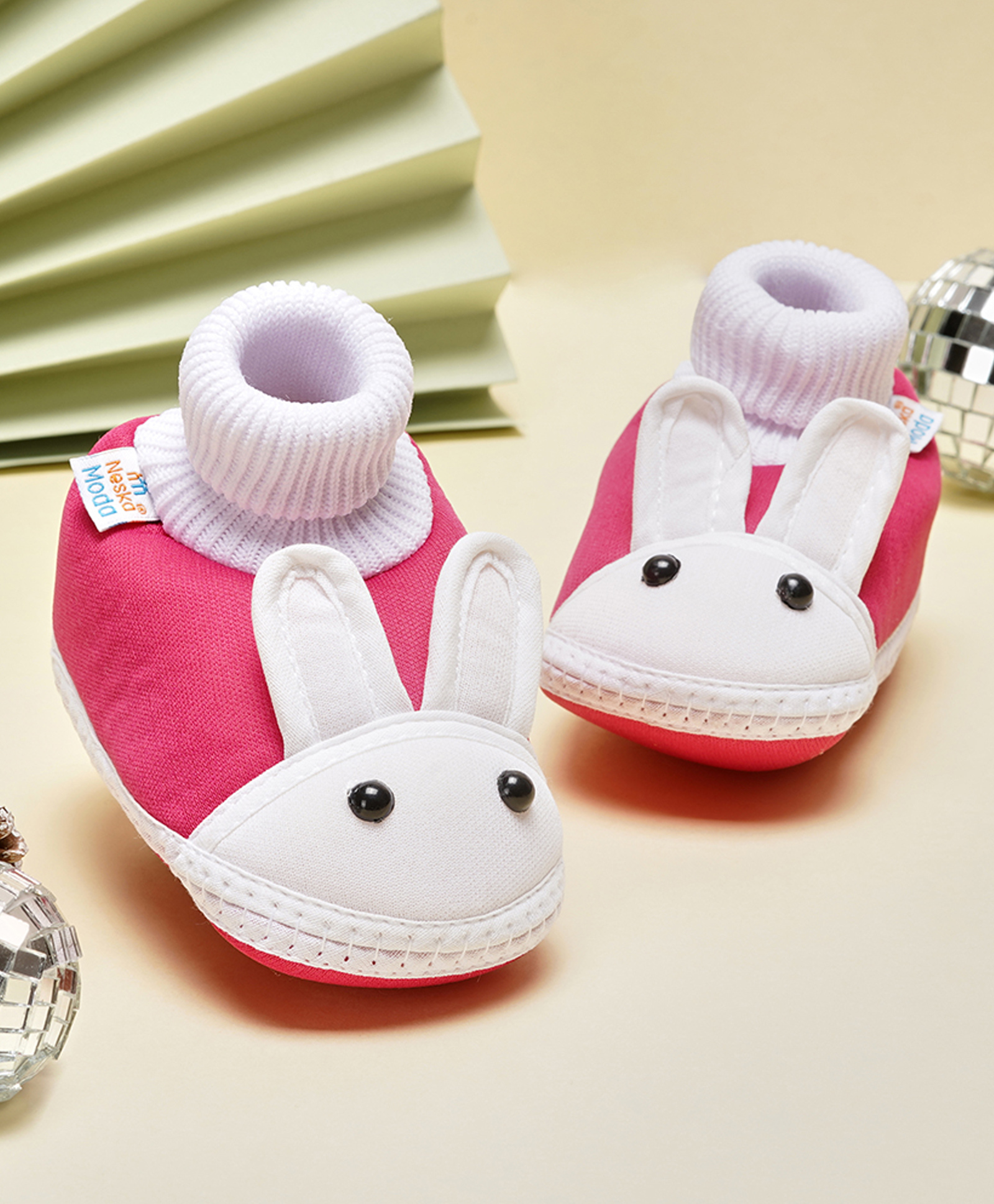 Neska Moda Rabbit Designed Slip On Booties - Pink-picture-17