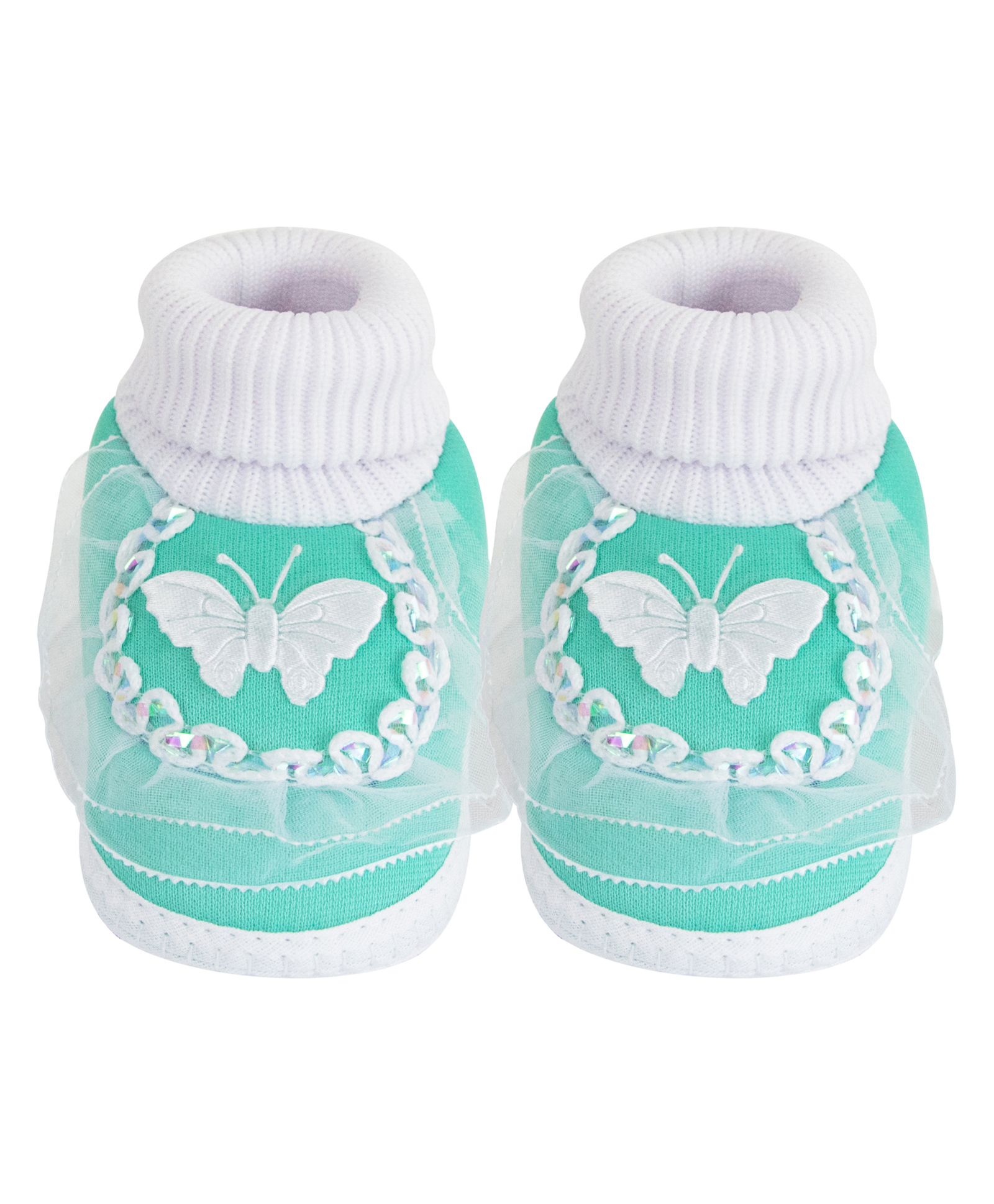 Neska Moda Butterfly Patch Detailed Slip On Booties - Green-picture-12