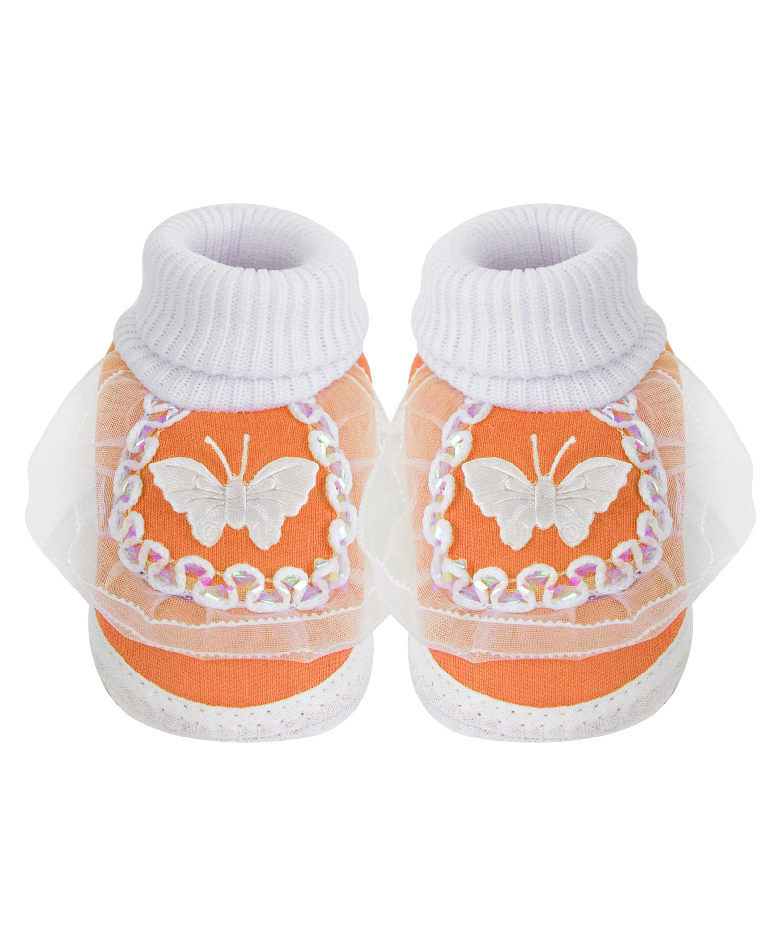Neska Moda Butterfly Patch Detailed Slip On Booties - Orange-picture-27