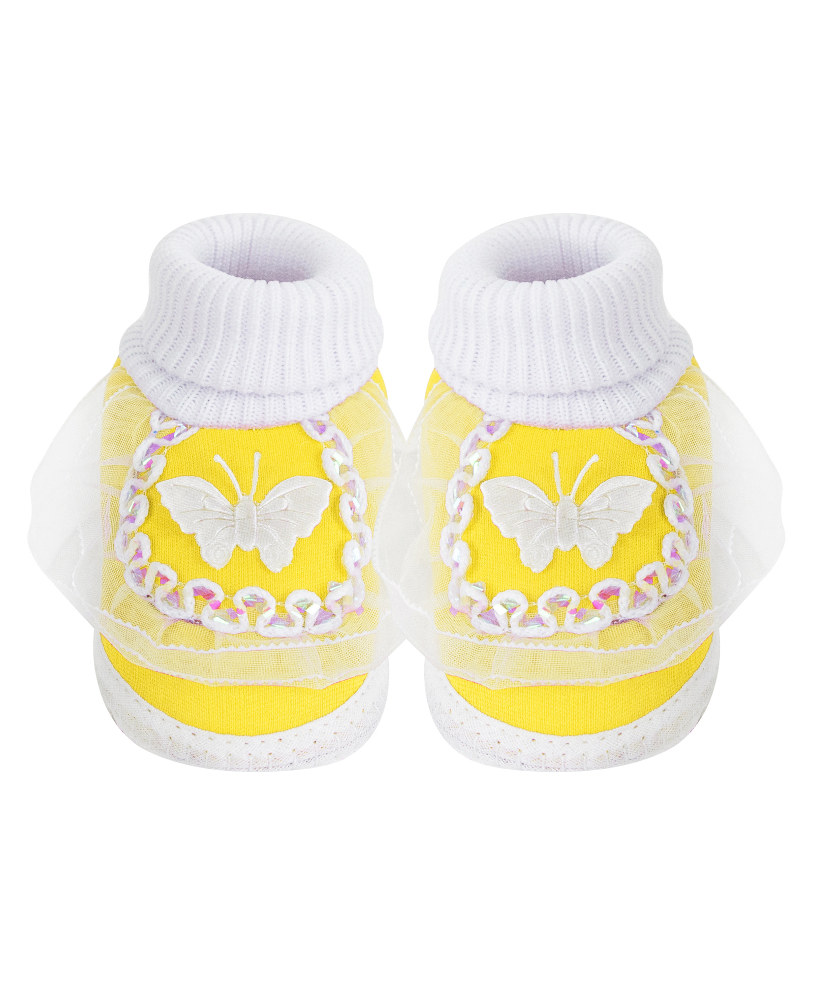 Neska Moda Butterfly Patch Detailed Slip On Booties - Yellow-image-8