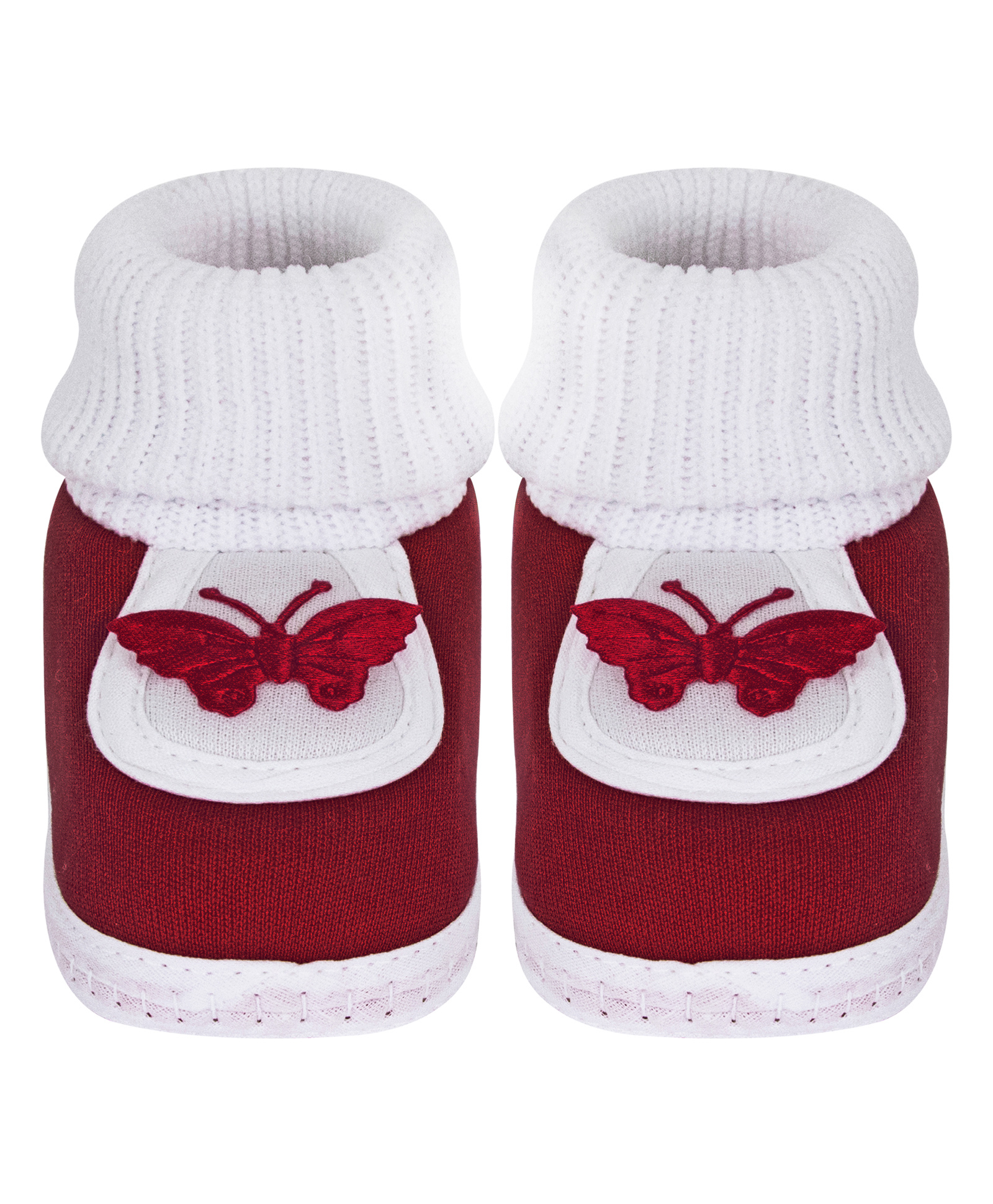 Neska Moda Butterfly Applique Detailed Slip On Booties - Maroon-picture-20