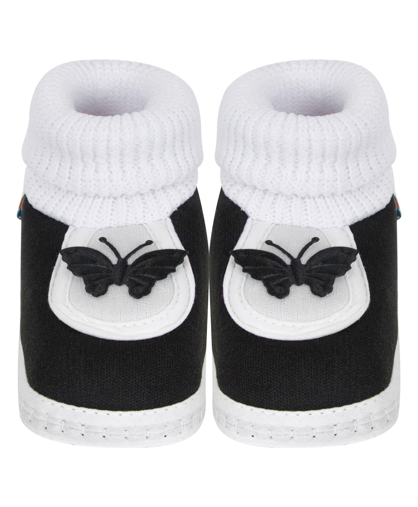 Neska Moda Butterfly Applique Detailed Slip On Booties - Black-picture-39