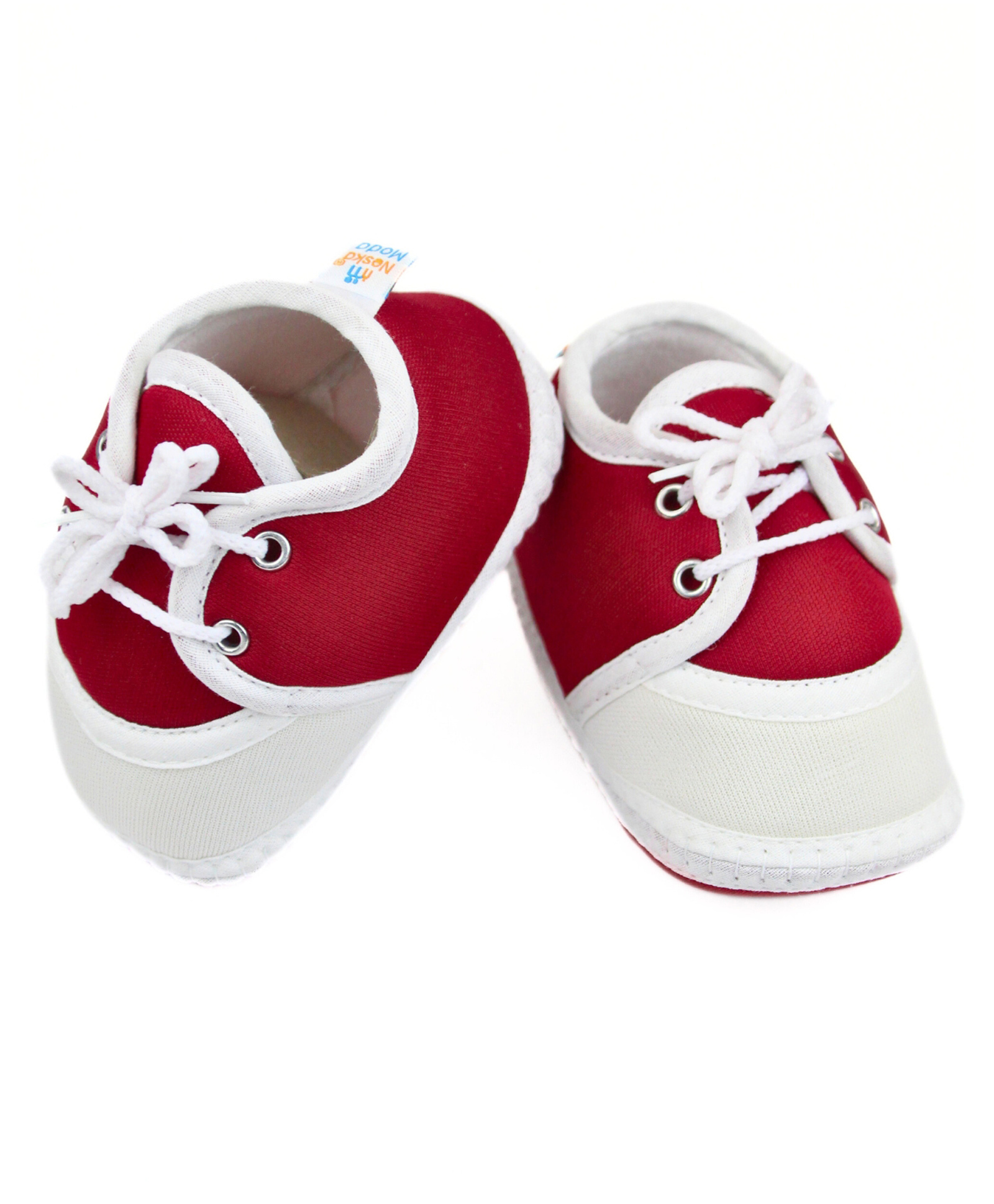Neska Moda Colour Blocked With Lace Up Closure Booties - Maroon & White-image-45