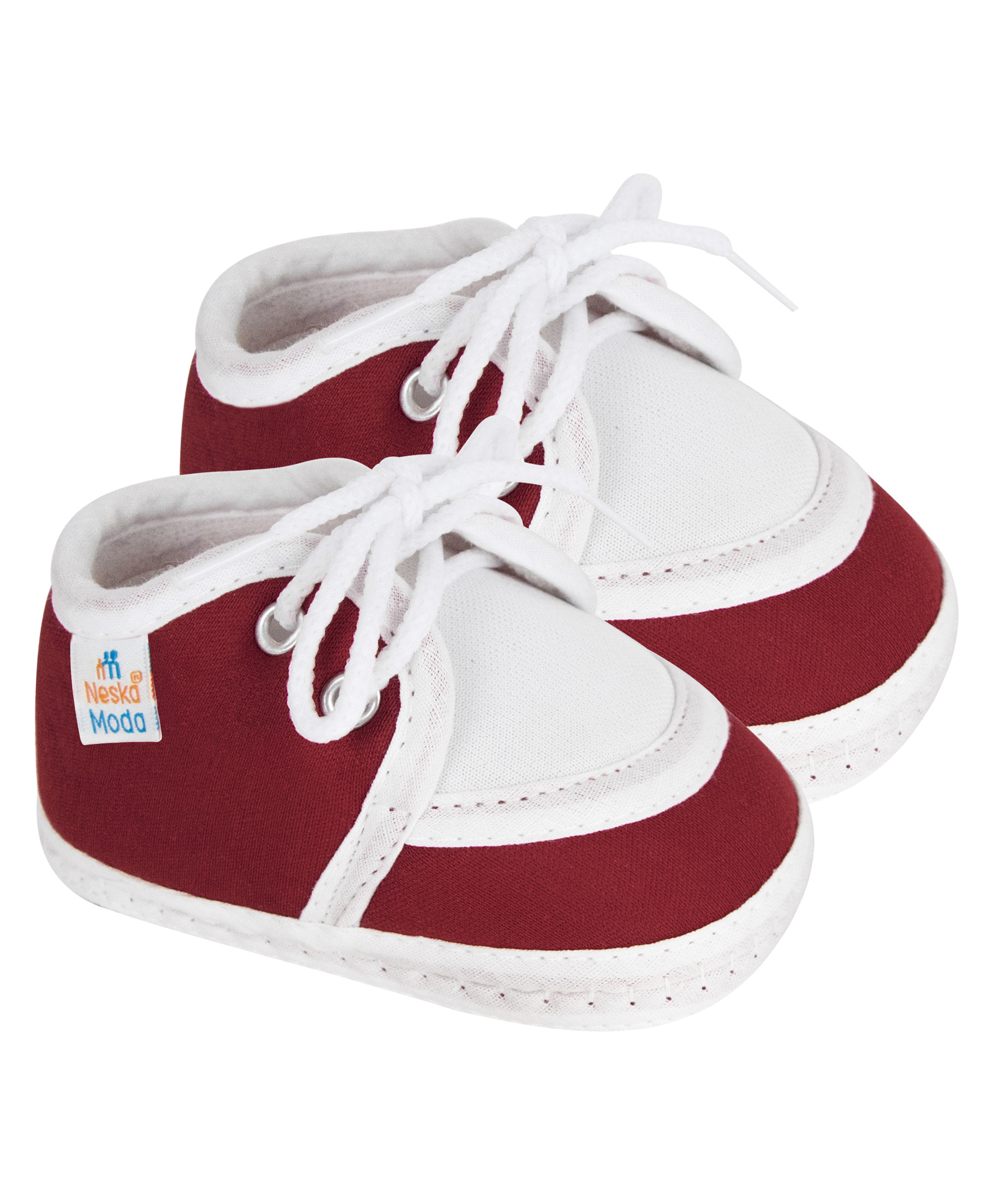 Neska Moda Colour Blocked With Lace Up Closure Booties - Maroon-image-43