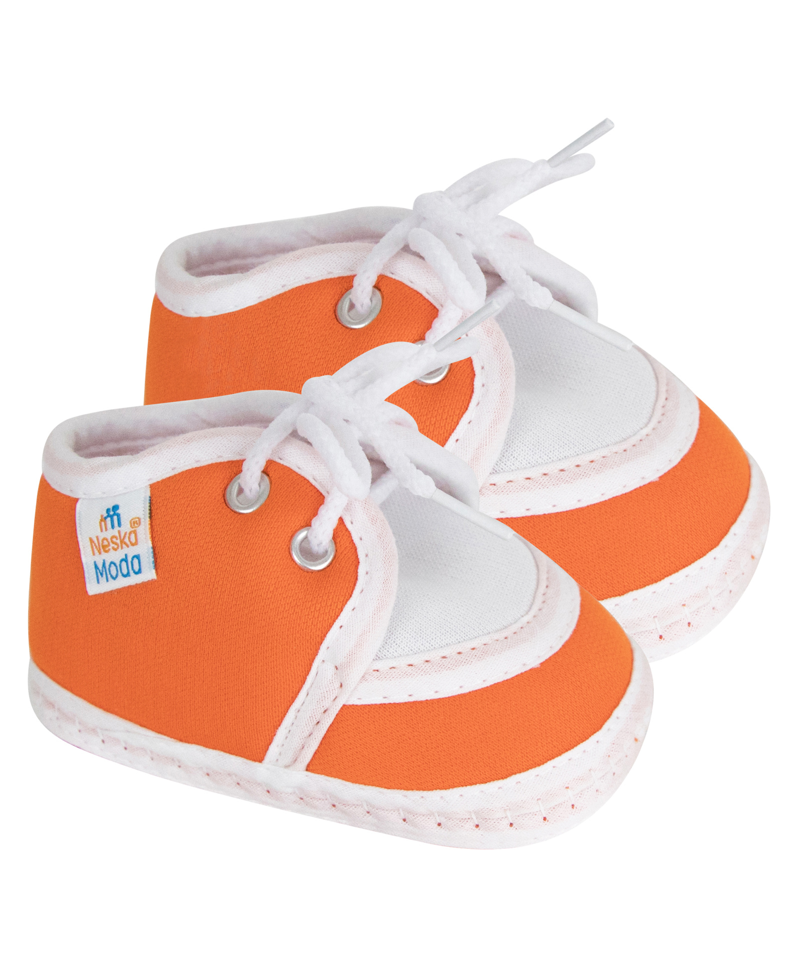 Neska Moda Colour Blocked With Lace Up Closure Booties - Orange-picture-0