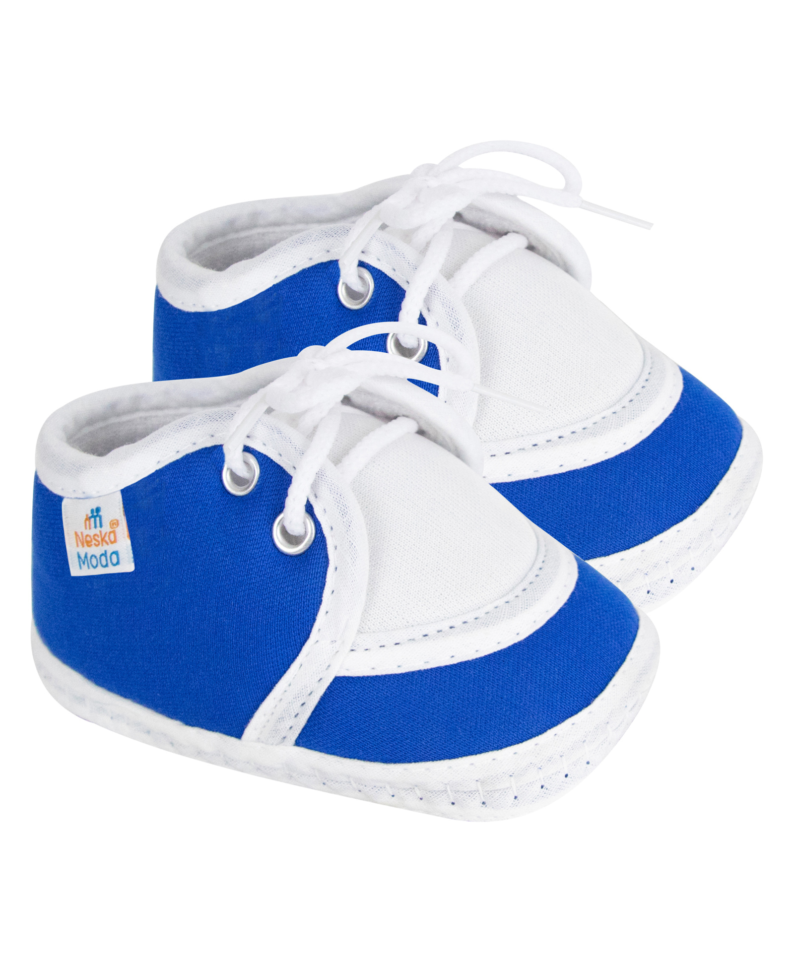 Neska Moda Colour Blocked With Lace Up Closure Booties - Blue-picture-14