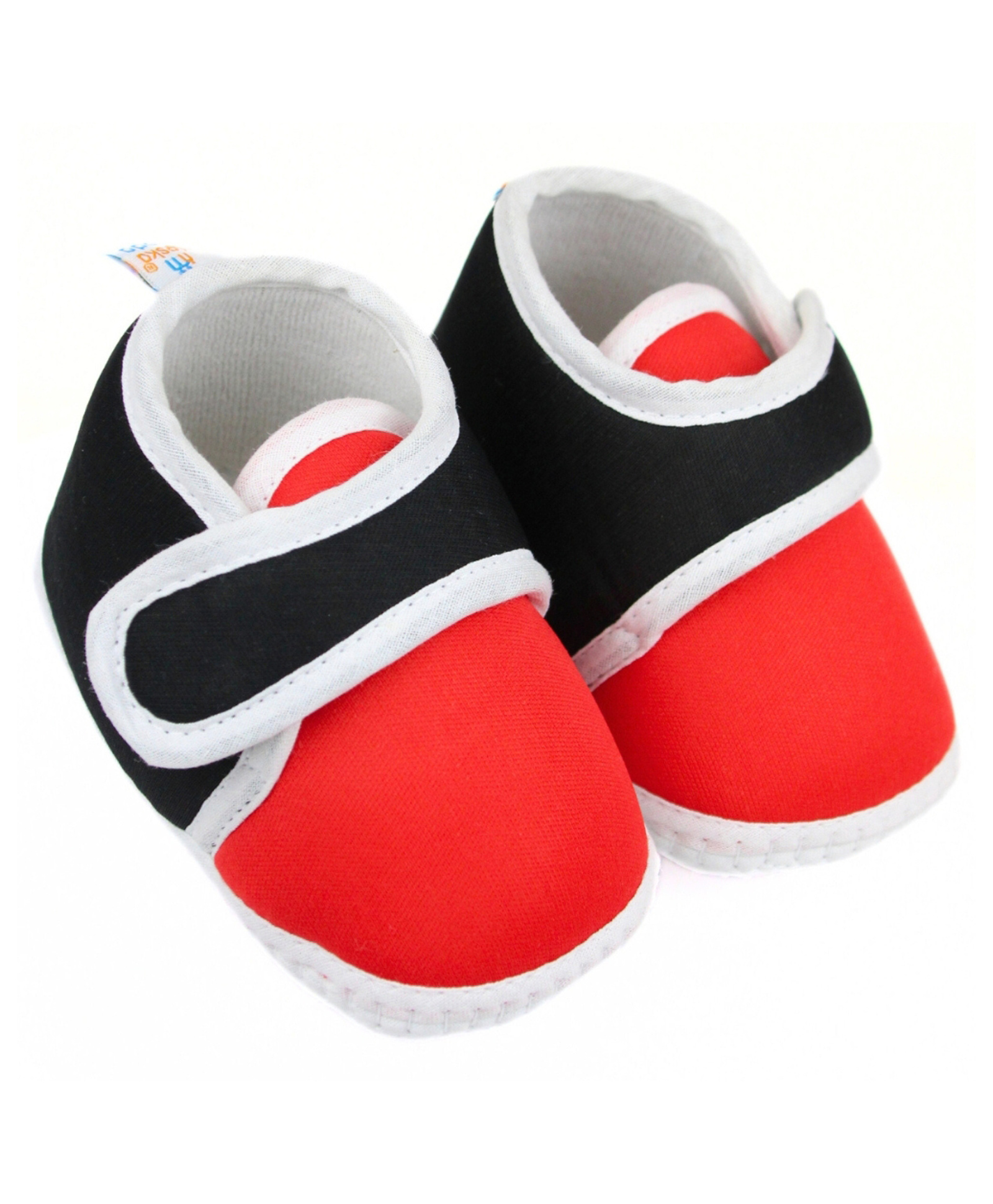 Neska Moda Colour Blocked With Velcro Closure Booties - Black & Red-picture-33