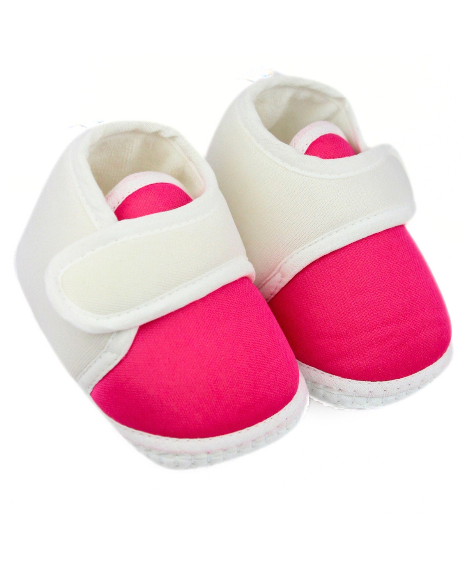 Neska Moda Colour Blocked With Velcro Closure Booties - White & Rani-picture-31