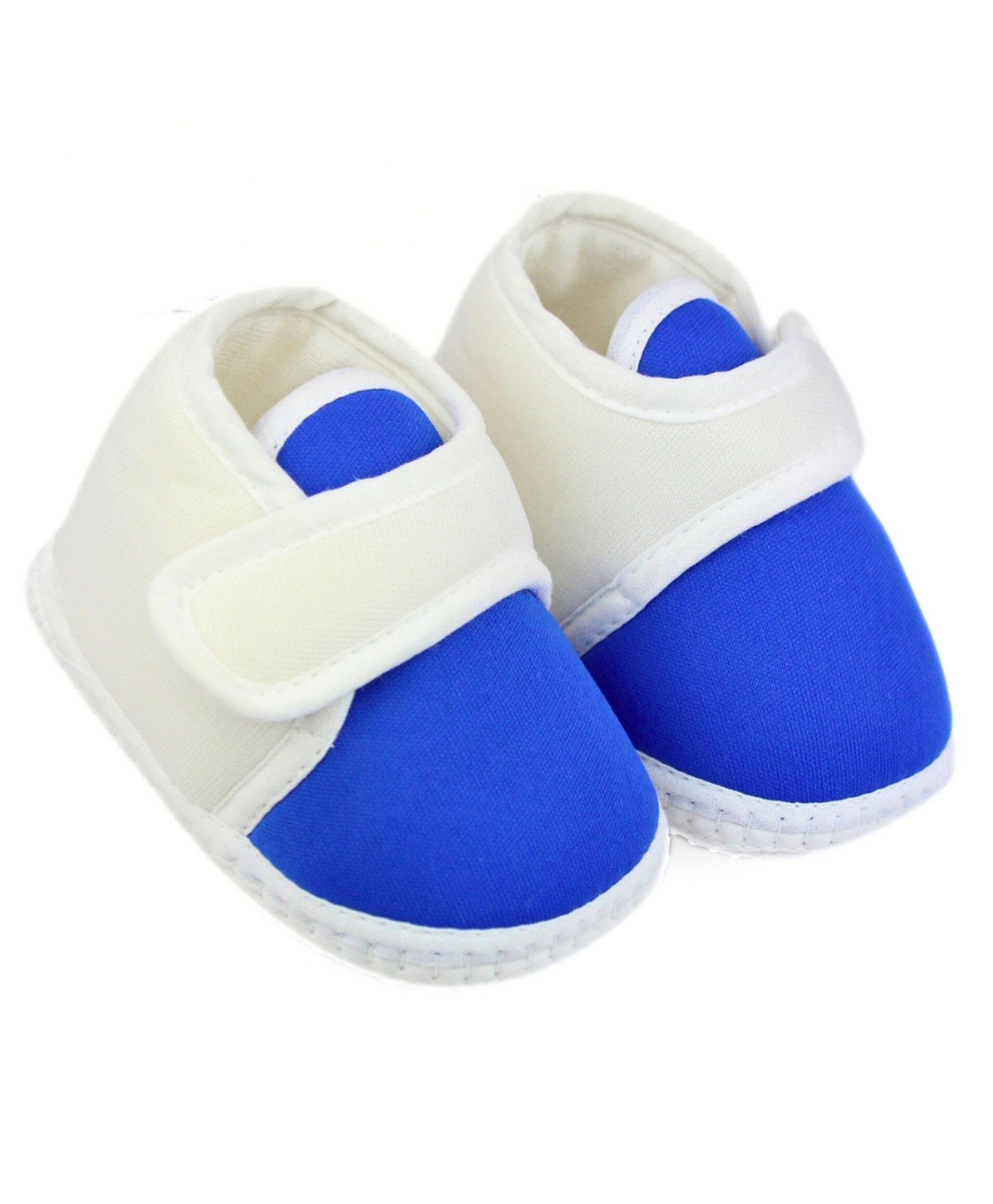 Neska Moda Colour Blocked With Velcro Closure Booties - White & Blue-picture-28
