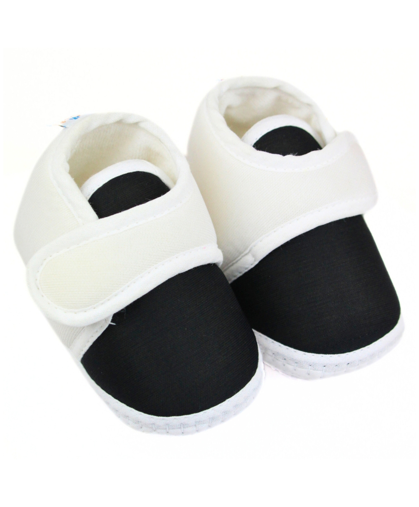 Neska Moda Colour Blocked With Velcro Closure Booties - White & Black-picture-17