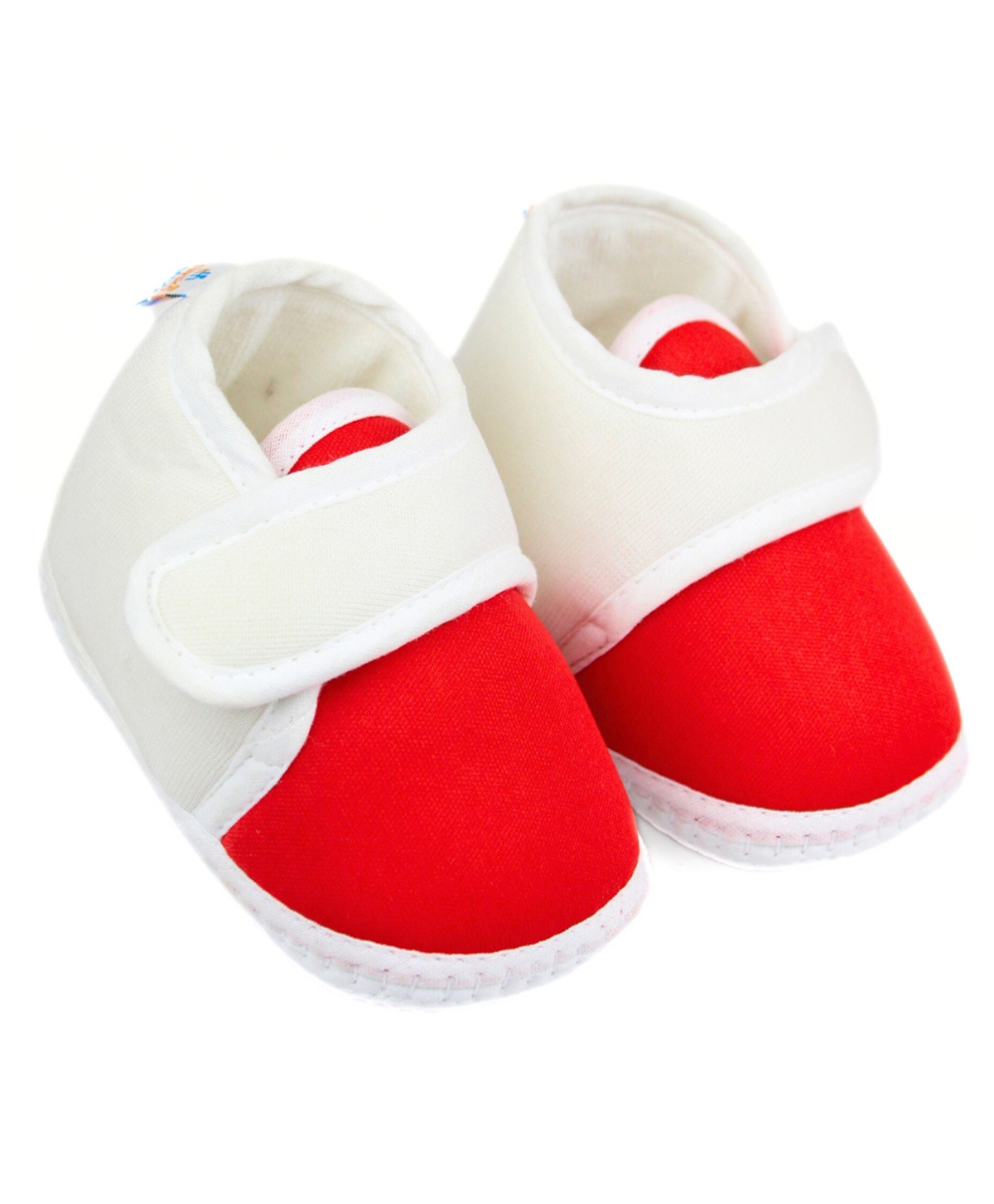 Neska Moda Colour Blocked With Velcro Closure Booties - White & Red-picture-29