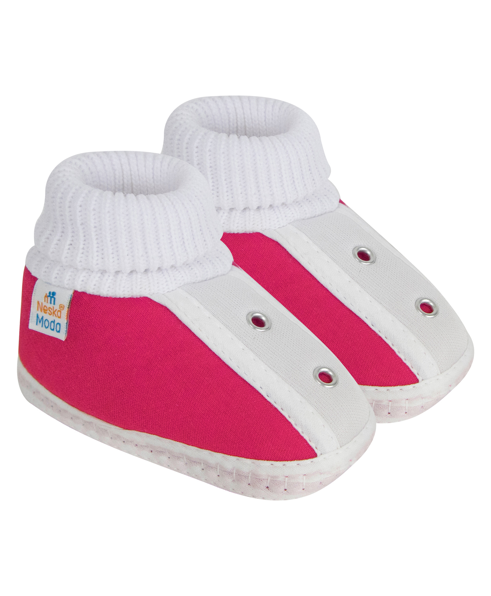 Neska Moda Colour Blocked Slip On Booties - Rani Pink-image-48