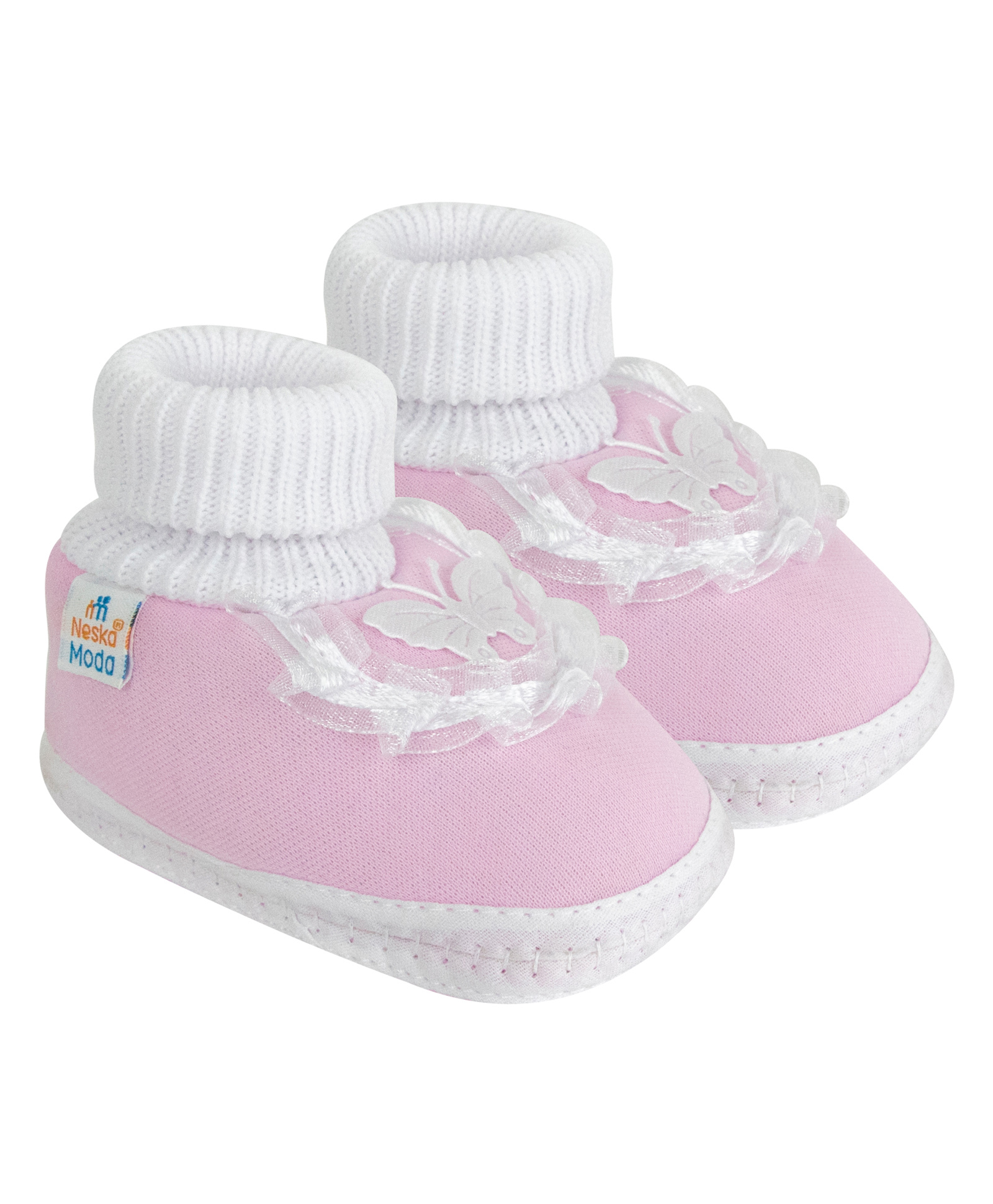 Neska Moda Butterfly Applique Detailed Slip On Booties - Baby Pink-picture-9