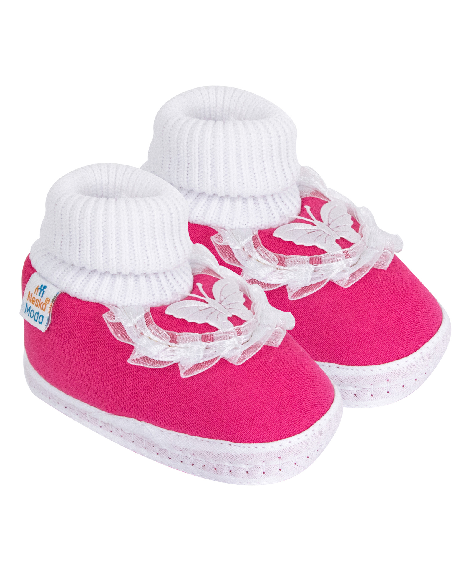 Neska Moda Butterfly Applique Detailed Slip On Booties - Pink-picture-23