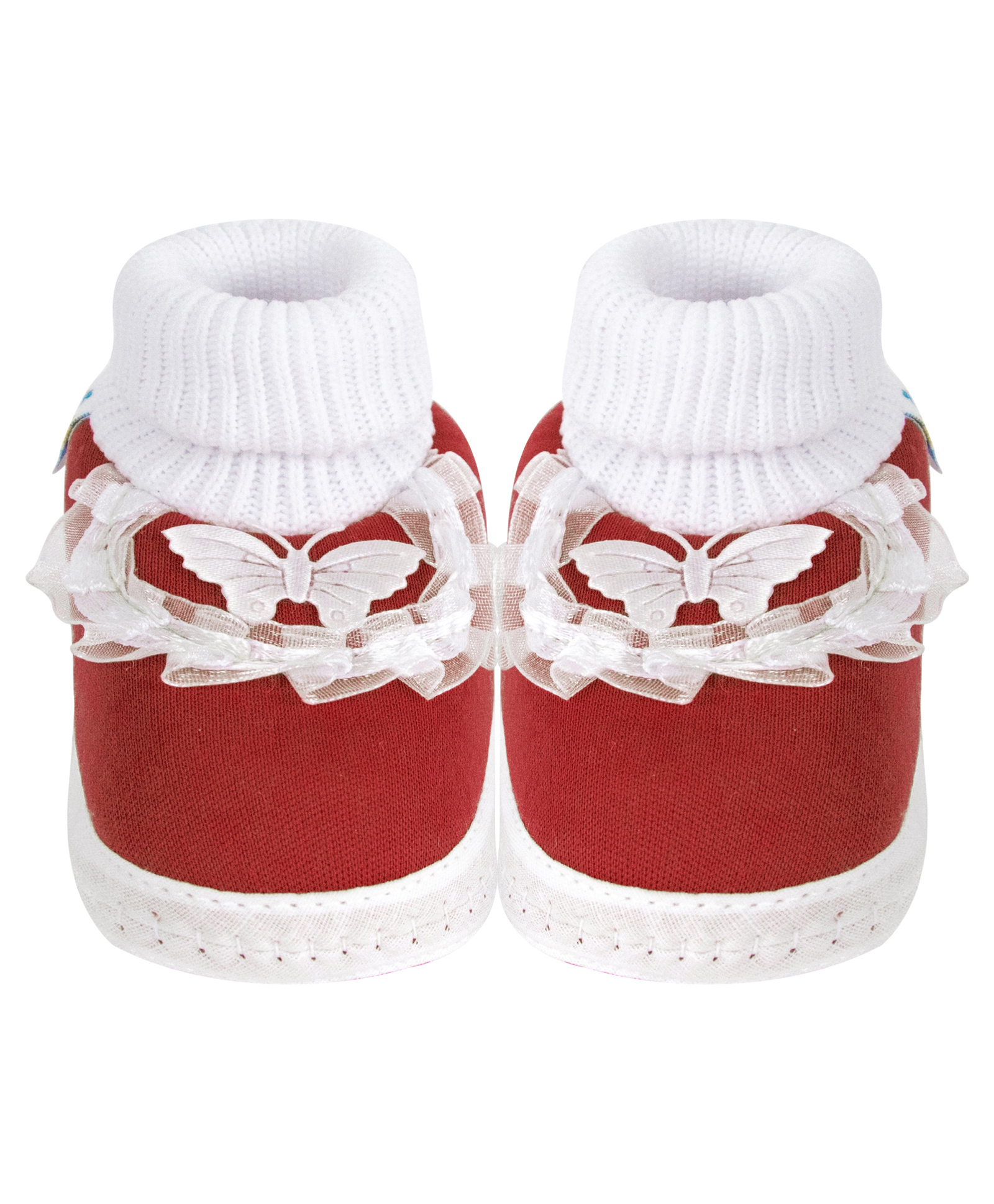 Neska Moda Butterfly Applique Detailed Slip On Booties - Maroon-picture-14
