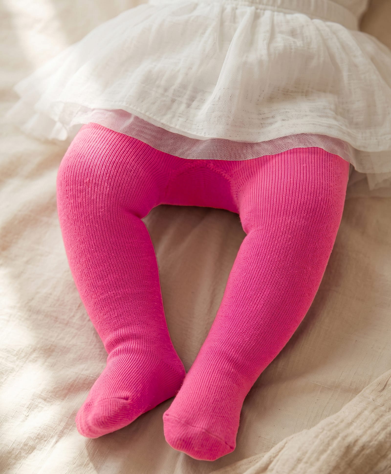 Cute Walk By Babyhug Knit Antibacterial Solid Footed Tights - Pink-image-24