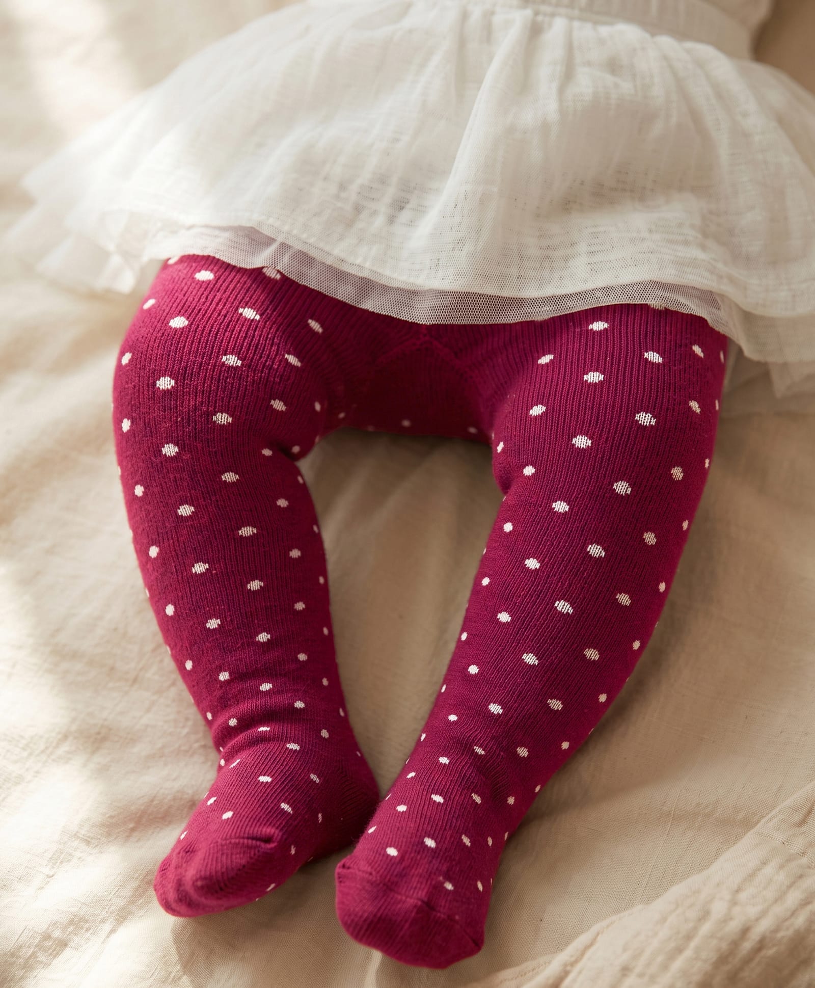 Cute Walk by Babyhug Knit Antibacterial Footed Tights with Polka Dot Design - Maroon-image-8
