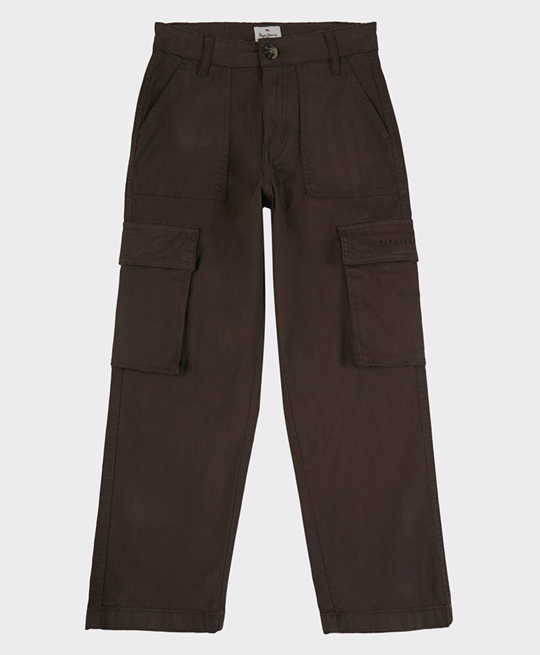 Pepe Jeans Cotton Woven Full Length Solid Coloured Cargo Pants With Stretch - Brown-picture-25