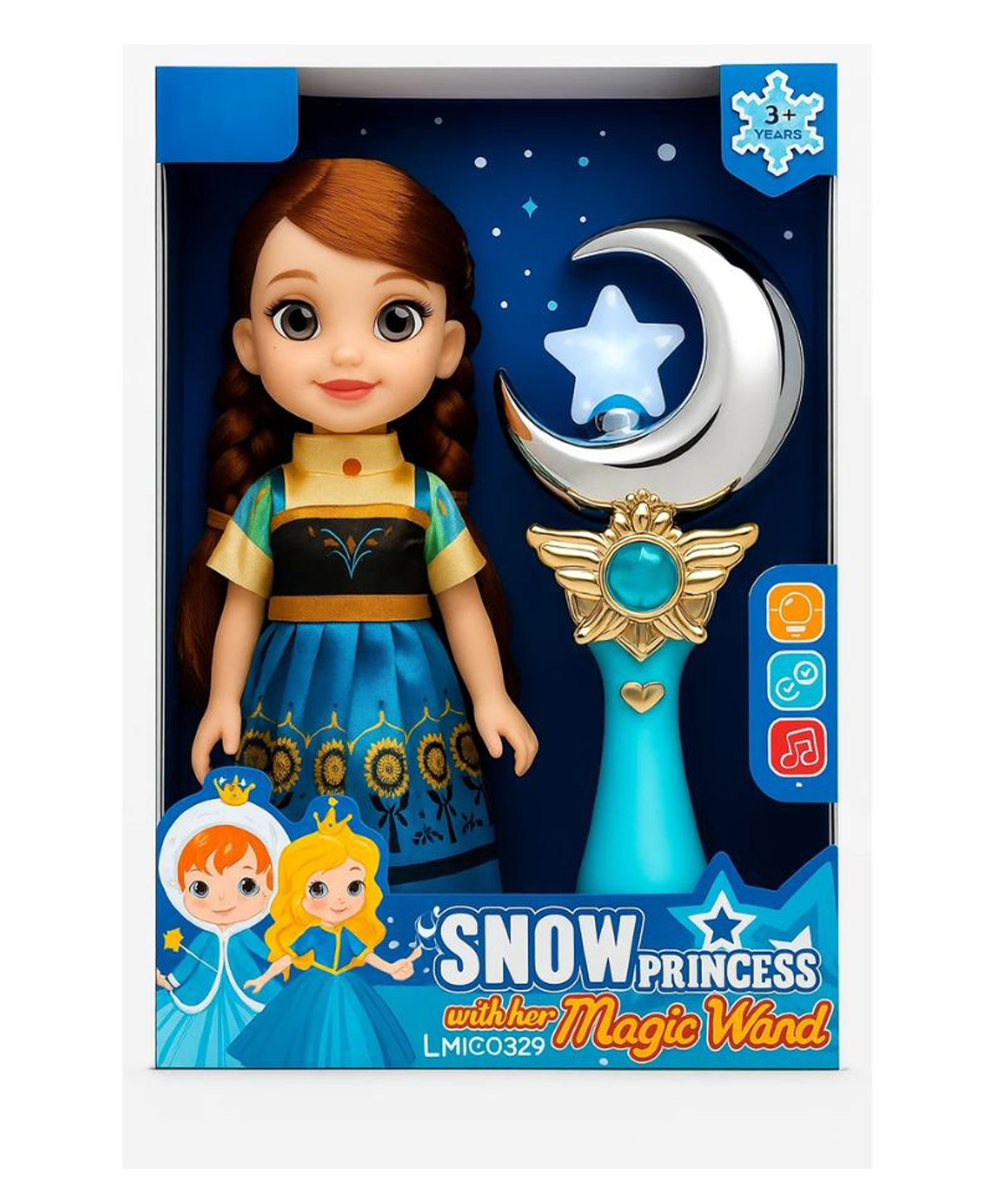 Planet Of Toys Snow Princess Doll with Magic Wand | Light & Music Feature | Beautiful Fashion Dress | Long Hair Styling Doll Toy for Girls | Imaginative Roleplay - Height 20 cm-picture-13