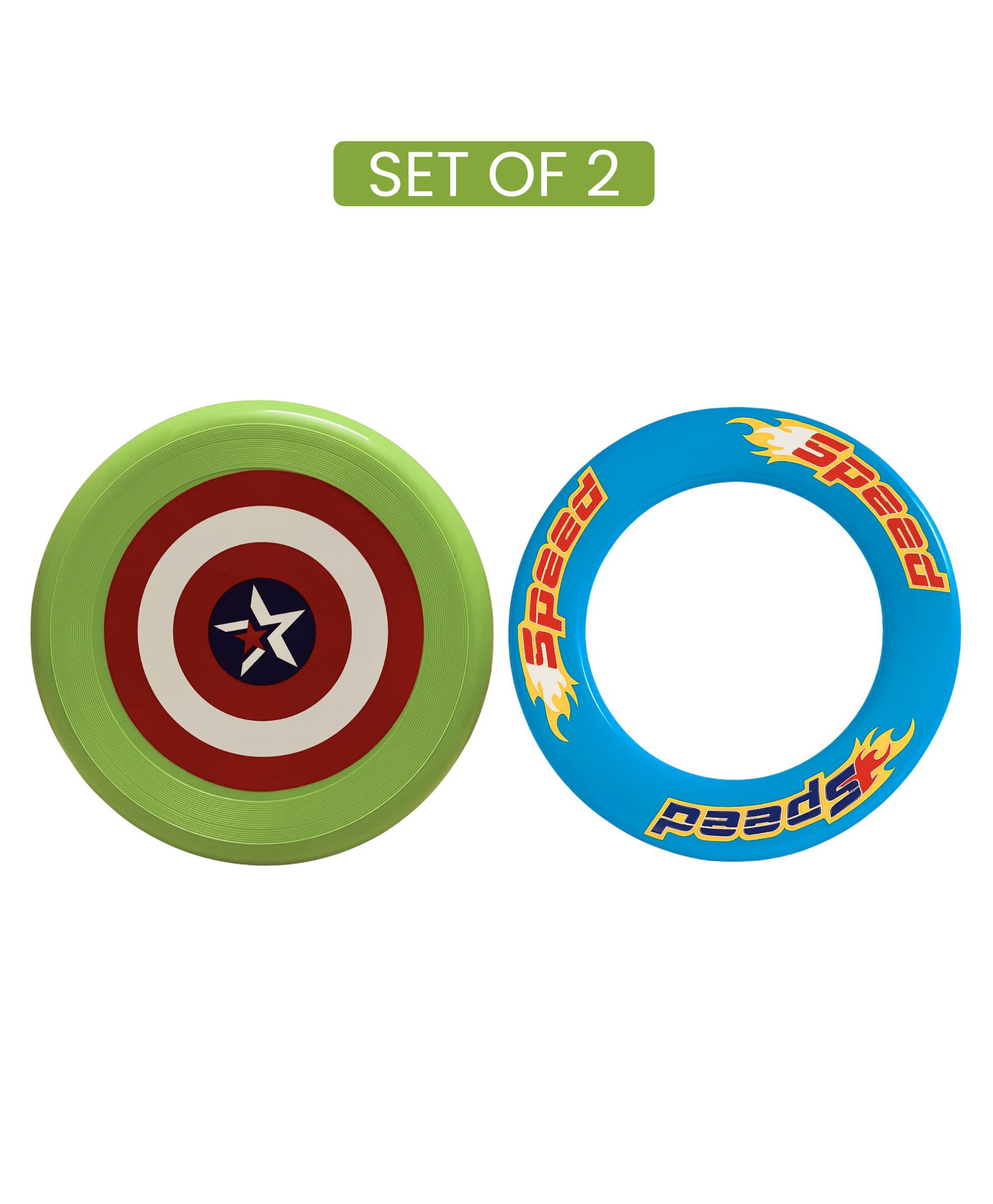 Planet Of Toys Frisbee for Outdoor Sports Games, Green Discs & Blue Ring for Kids Combo Lightweight Plastic Throwing Disc Toy, Safe & Durable Outdoor Play Frisbee Set - Multicolor-image-46