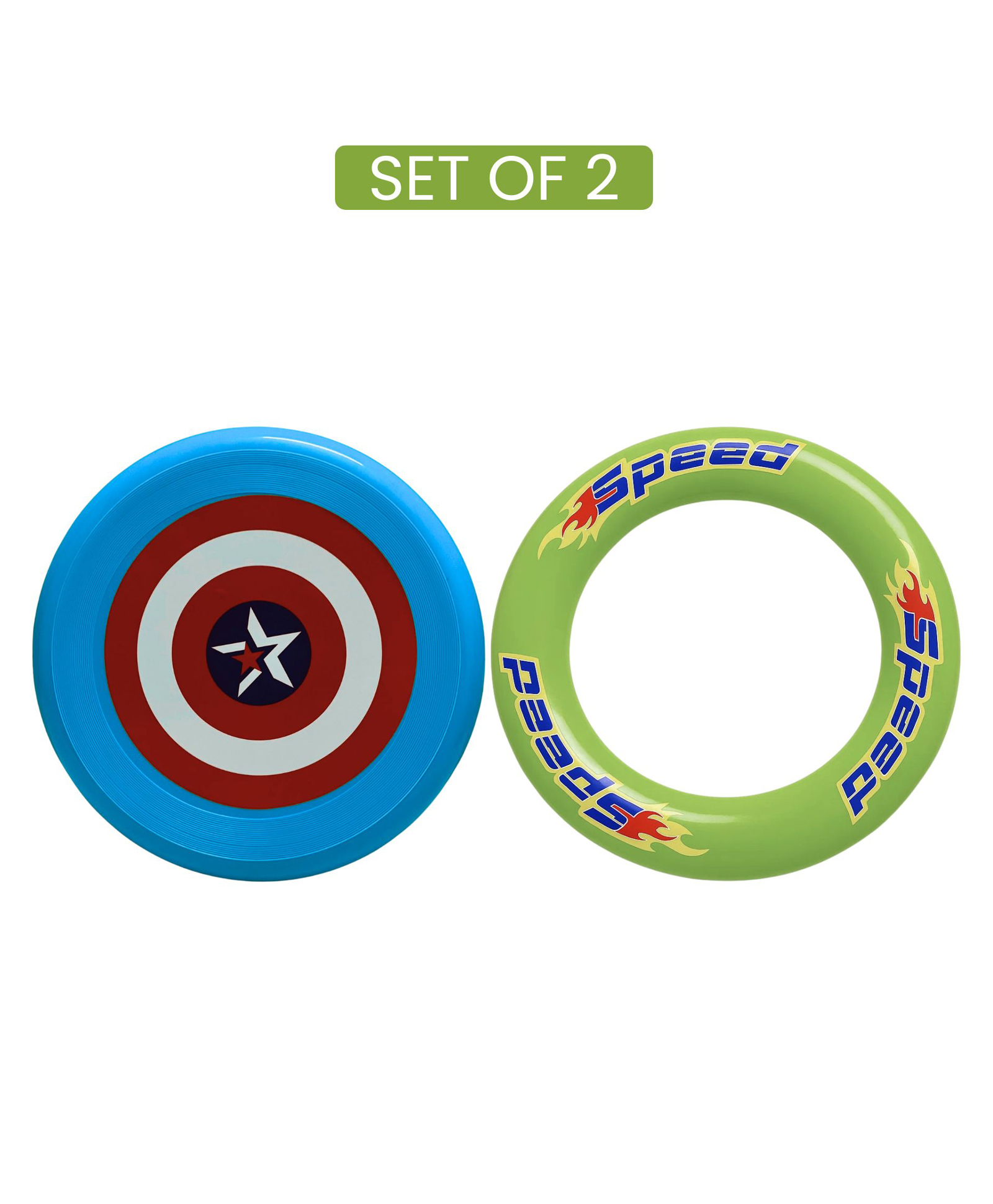 Planet Of Toys Frisbee for Outdoor Sports Games, Blue Discs & Green Ring for Kids Combo Lightweight Plastic Throwing Disc Toy, Safe & Durable Outdoor Play Frisbee Set - Multicolor-image-46