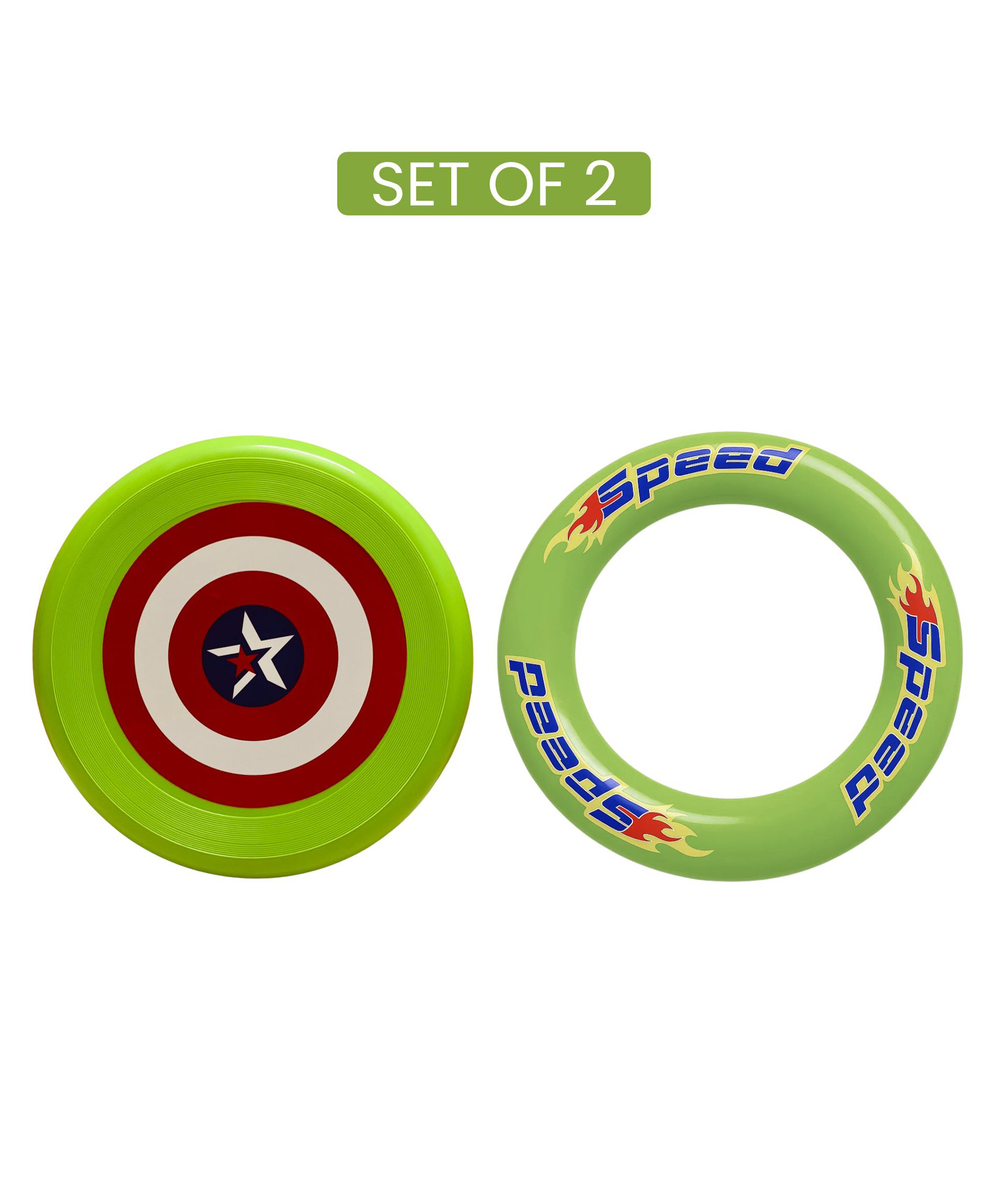 Planet Of Toys Frisbee for Outdoor Sports Games | Flying Green Ring Disc & Throwing Green Disc Combo Set | Lightweight, Safe Plastic Discs for Kids Boys Girls | Garden & Beach Fun Toys - Green-image-48