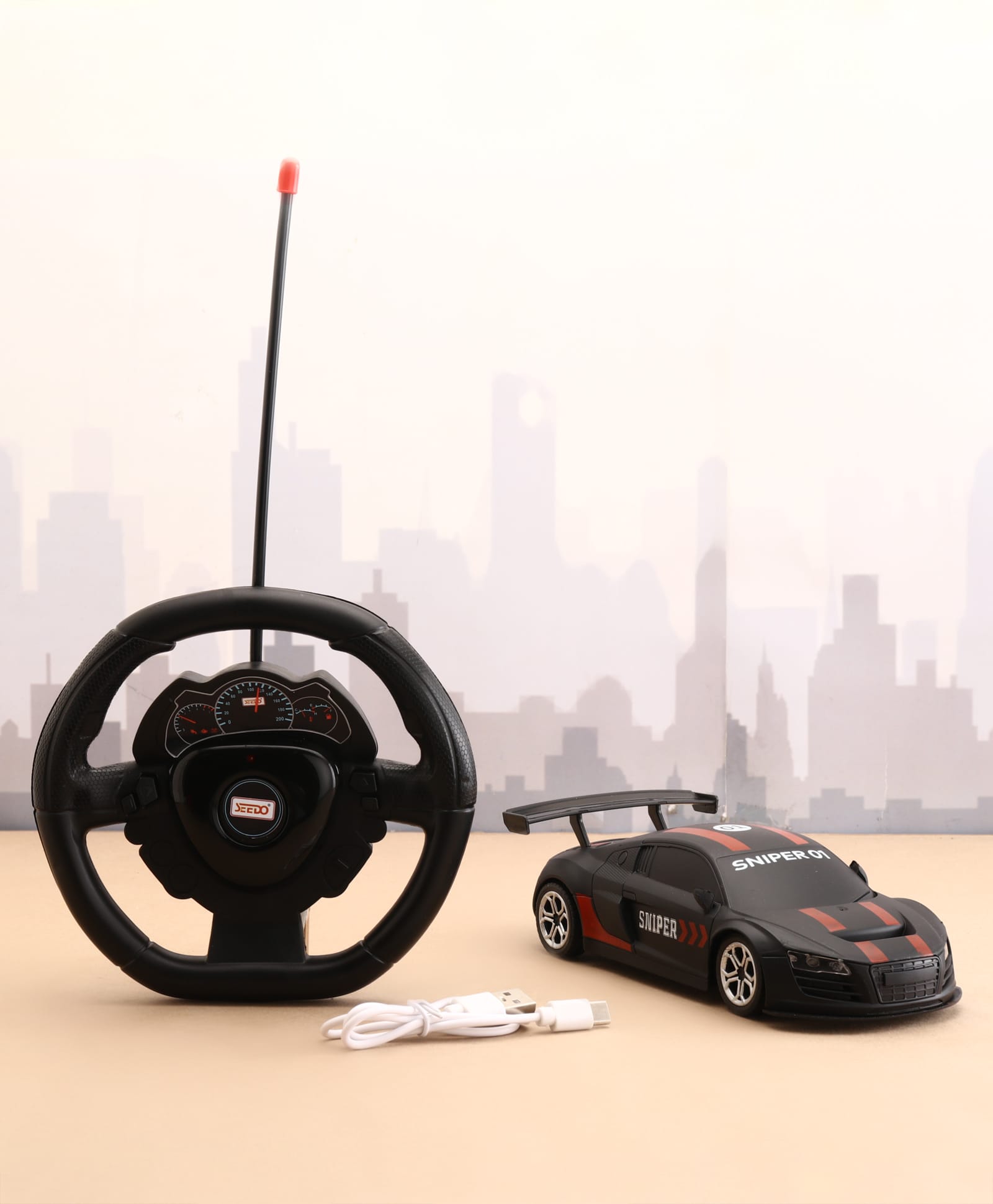 SEEDO 1:24 Scale 4-Wheel Drive Steering Wheel Remote Controlled Car - Red-picture-13