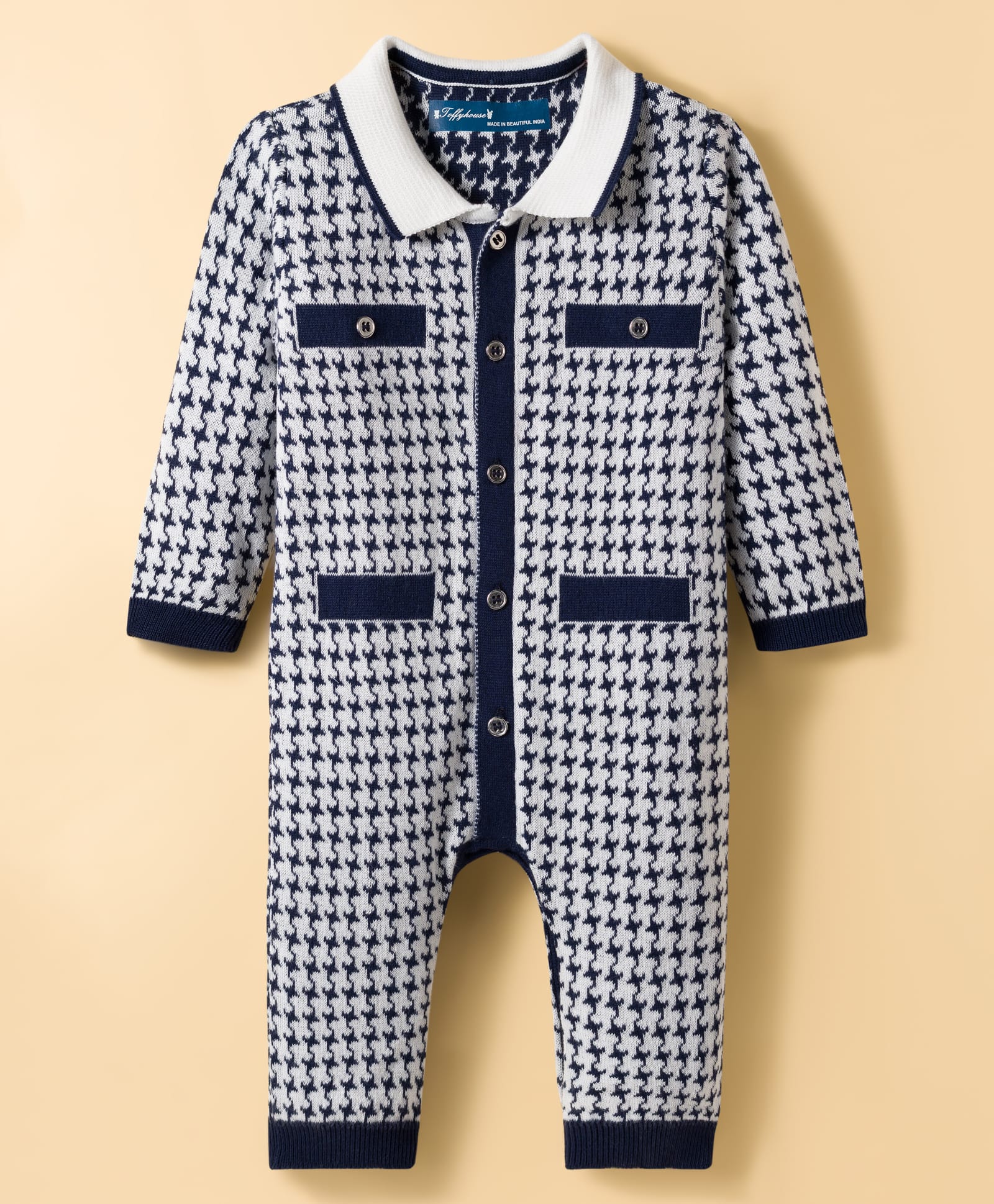 ToffyHouse Knitted WInter Wear Printed Romper - Navy Blue-image-13