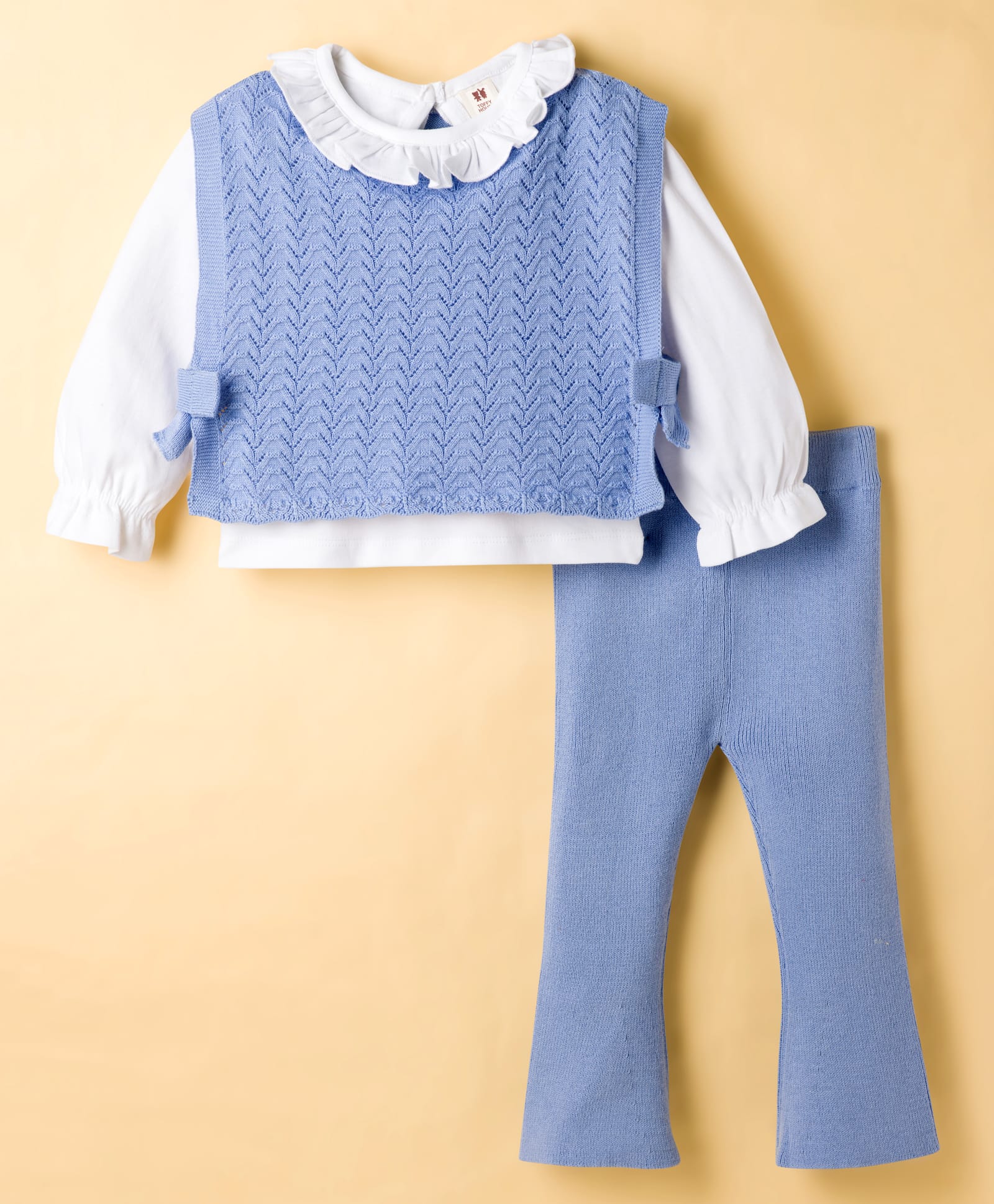 ToffyHouse Knitted Full Sleeves Solid Color Winter Wear Suit with Jacket - Light Blue-image-32