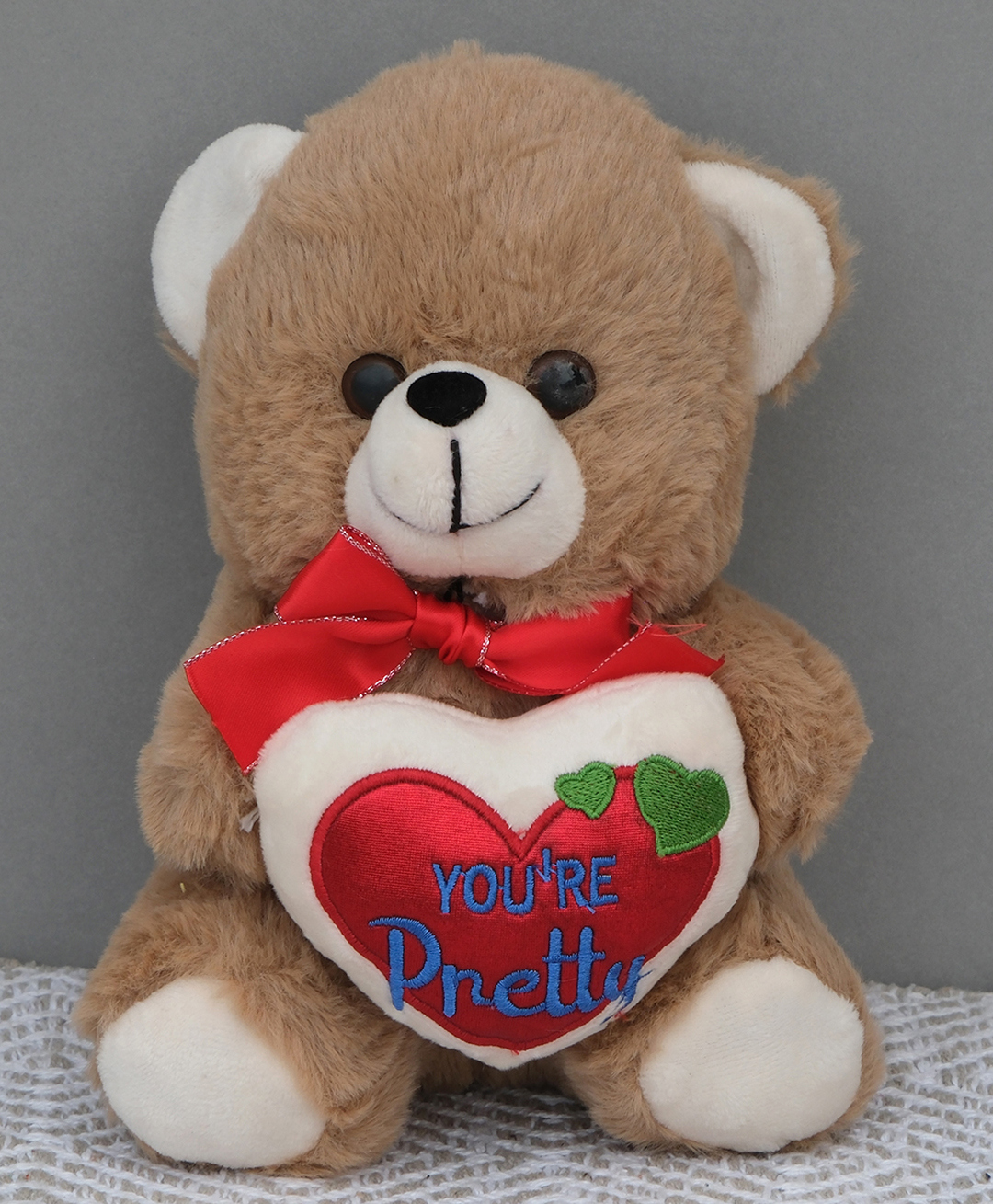 Dukiekooky Cute Brown Teddy Bear with Red Heart , 'You're Pretty' Message, Perfect Gift for Special Occasions , Height - 20 cm-image-30