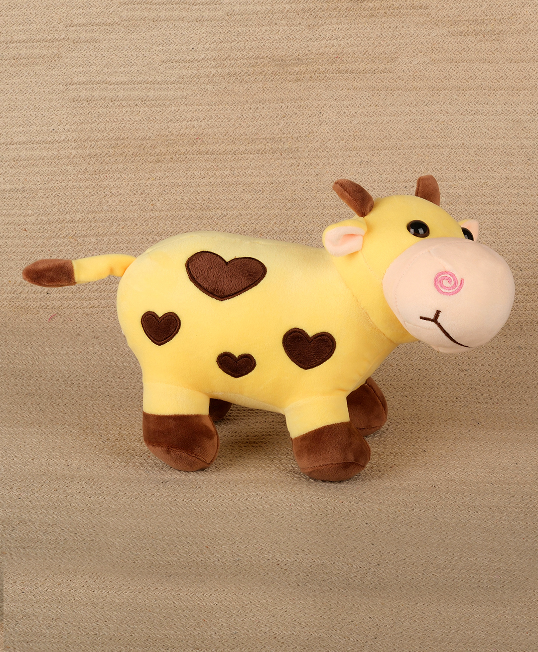 Dukiekooky Plush Yellow Cute Cow with Heart Soft Stuffed Animal Toy for Boys and Girls Height - 30 cm-image-12