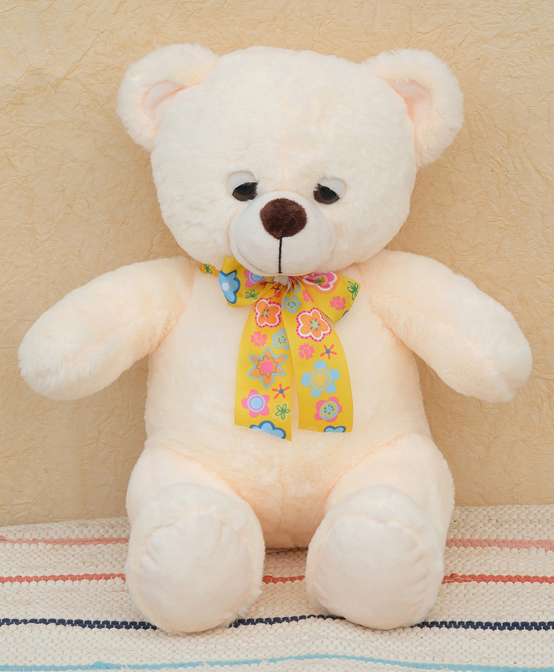 Dukiekooky White Dream Bear Plush Toy Soft Stuffed Teddy with White Accents and Decorative Ribbon Height - 40 cm-image-1