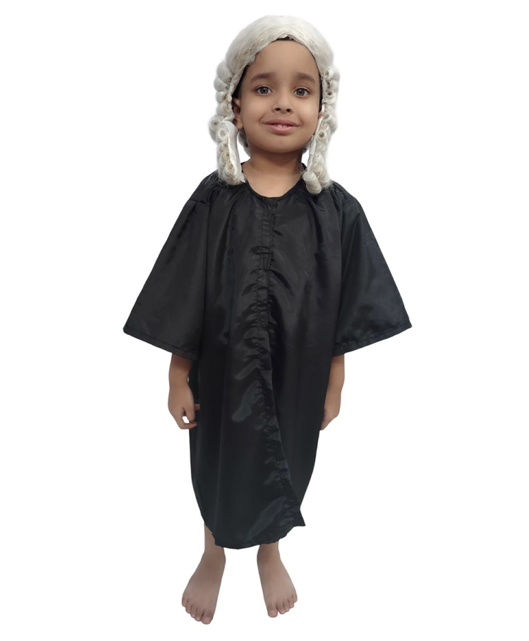 BookMyCostume Woven Three Fourth Sleeves Judge Barrister Costume Set - Black-image-44