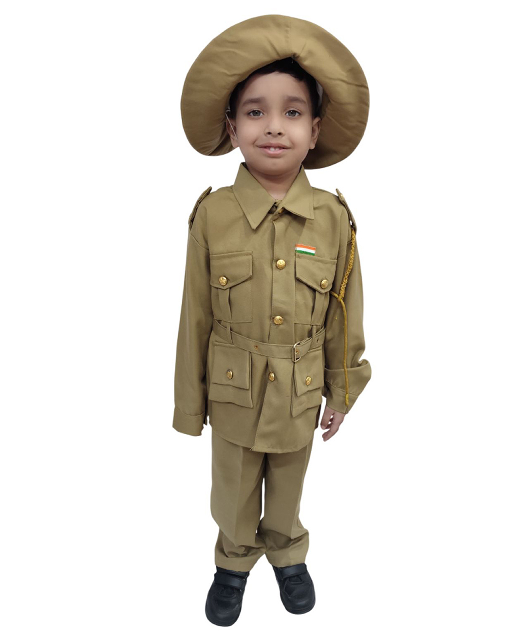 BookMyCostume Woven Full Sleeves Independence Day Theme Forest Officer Costume Set - Khaki-image-49