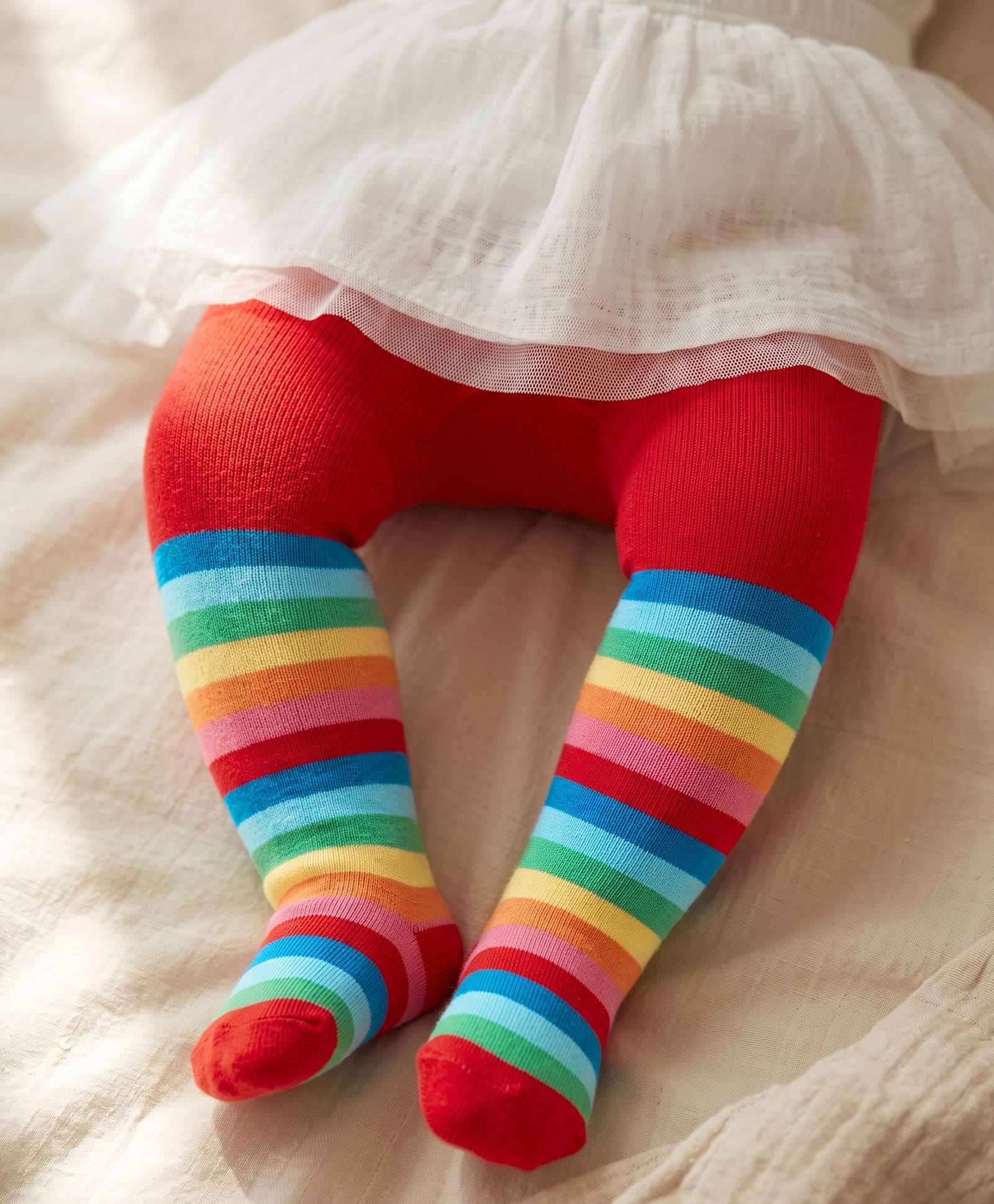 Cute Walk by Babyhug Knit Antibacterial Footed Tights with Color Block - Red-image-5