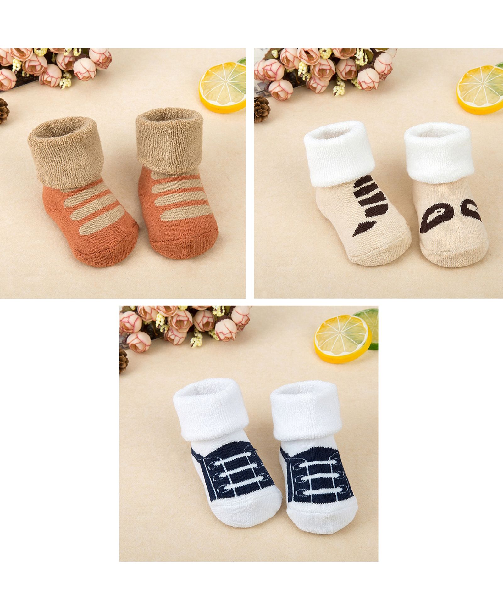 Syga Ankle Length Warm Socks Shoe Design Pack of 3 - Multicolor-image-4