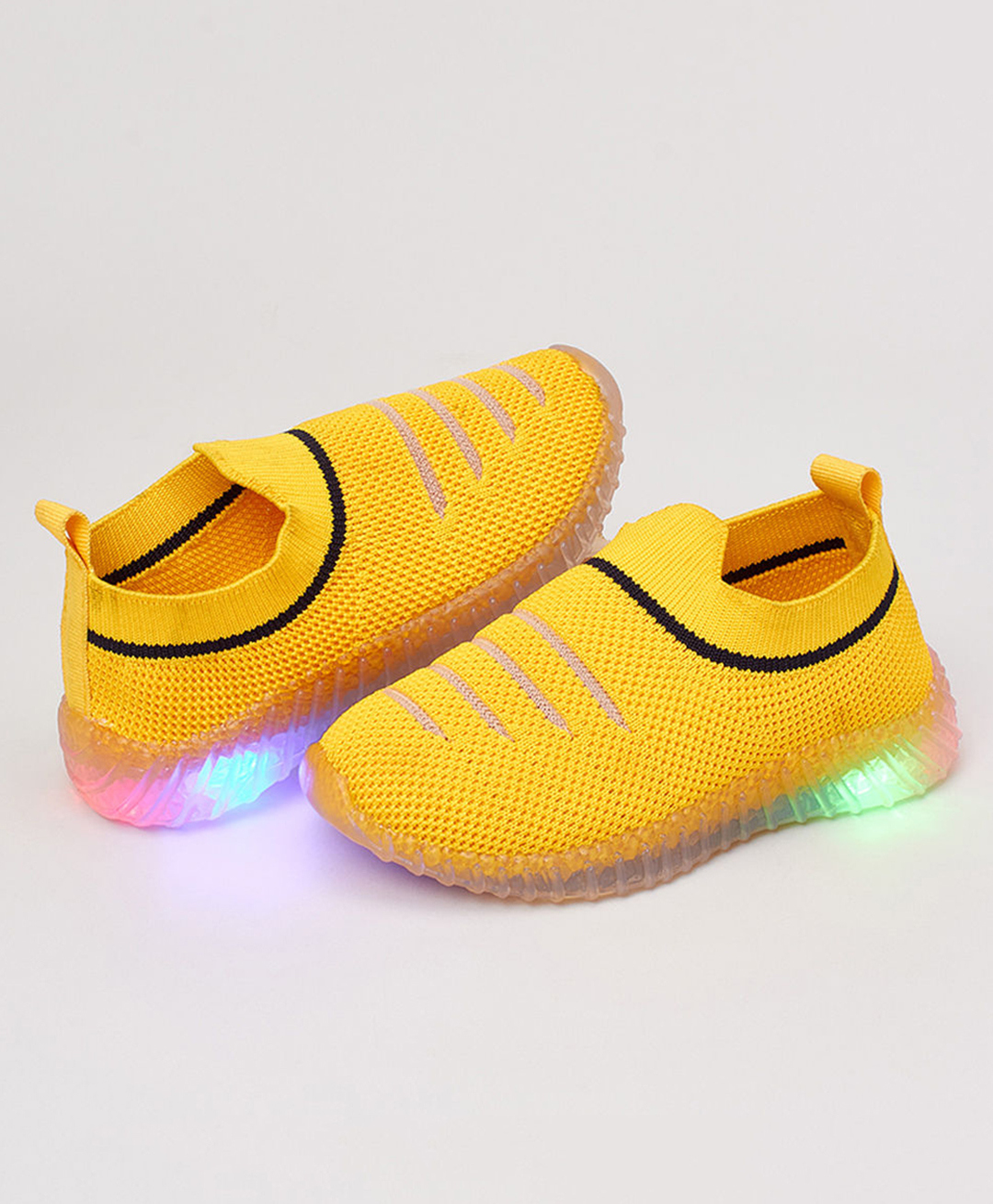 Priaansha Kids Placement Striped Uniage Collection LED Shoes - Yellow-picture-35