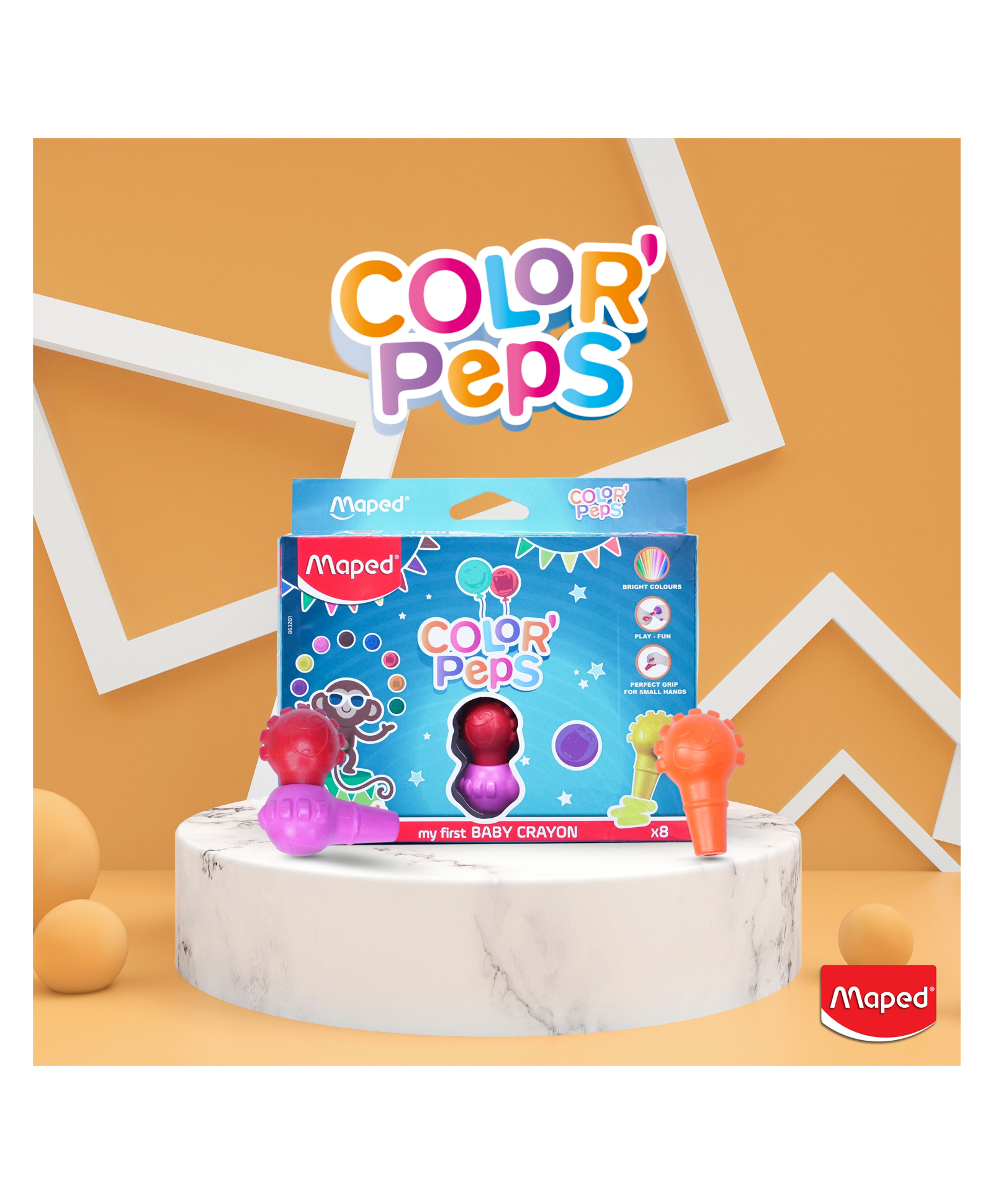 Maped My First Baby Crayons Grip With 8 Bright Colors- Multicolors-picture-12
