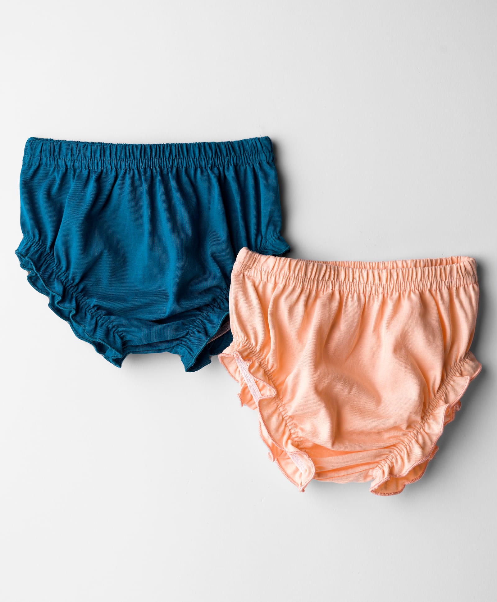 Kookie Kids Single Jersey Knit Solid Bloomers Pack of 2 - Peach & Teal Blue-image-9