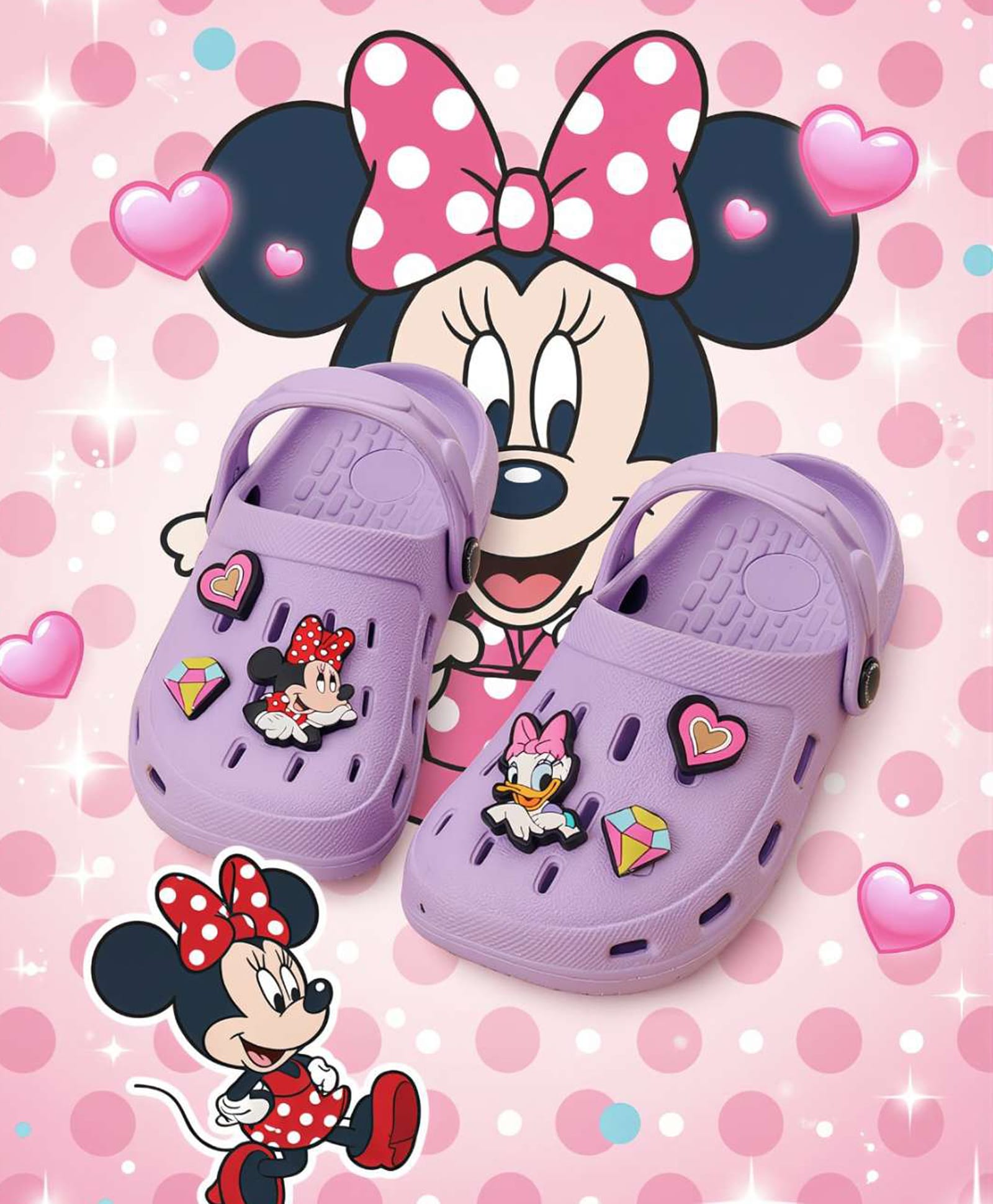 Disney by Yellow Bee Solid Perforated Clogs With Daisy Duck & Minnie Mouse Charms - Purple-picture-20