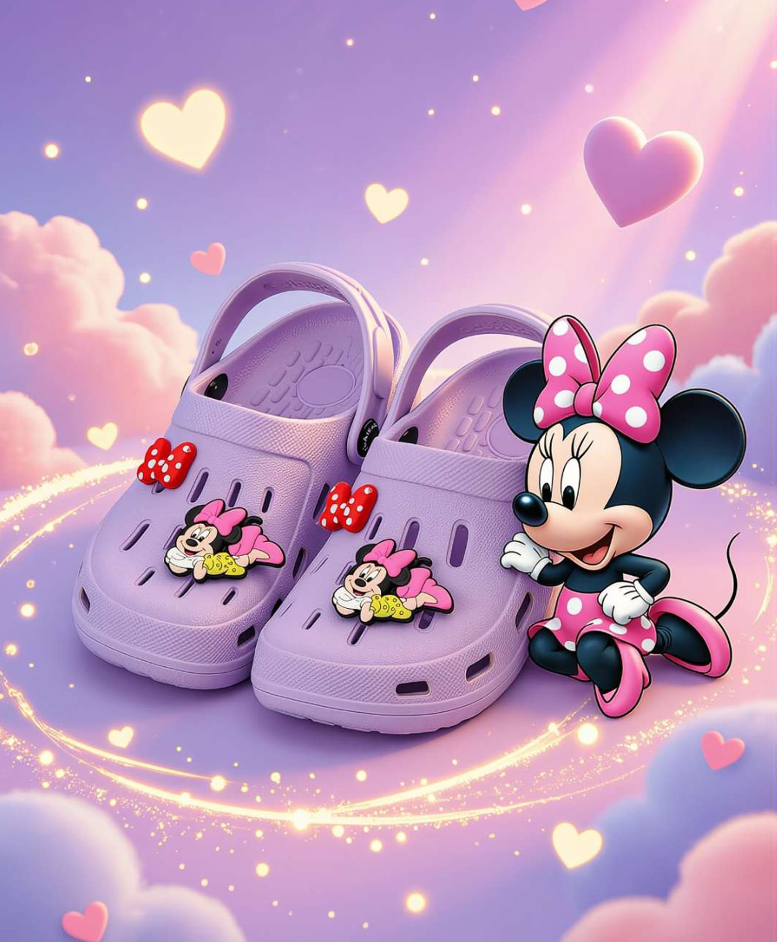 Disney by Yellow Bee Solid Perforated Clogs With Minnie Mouse Charms - Purple-picture-15